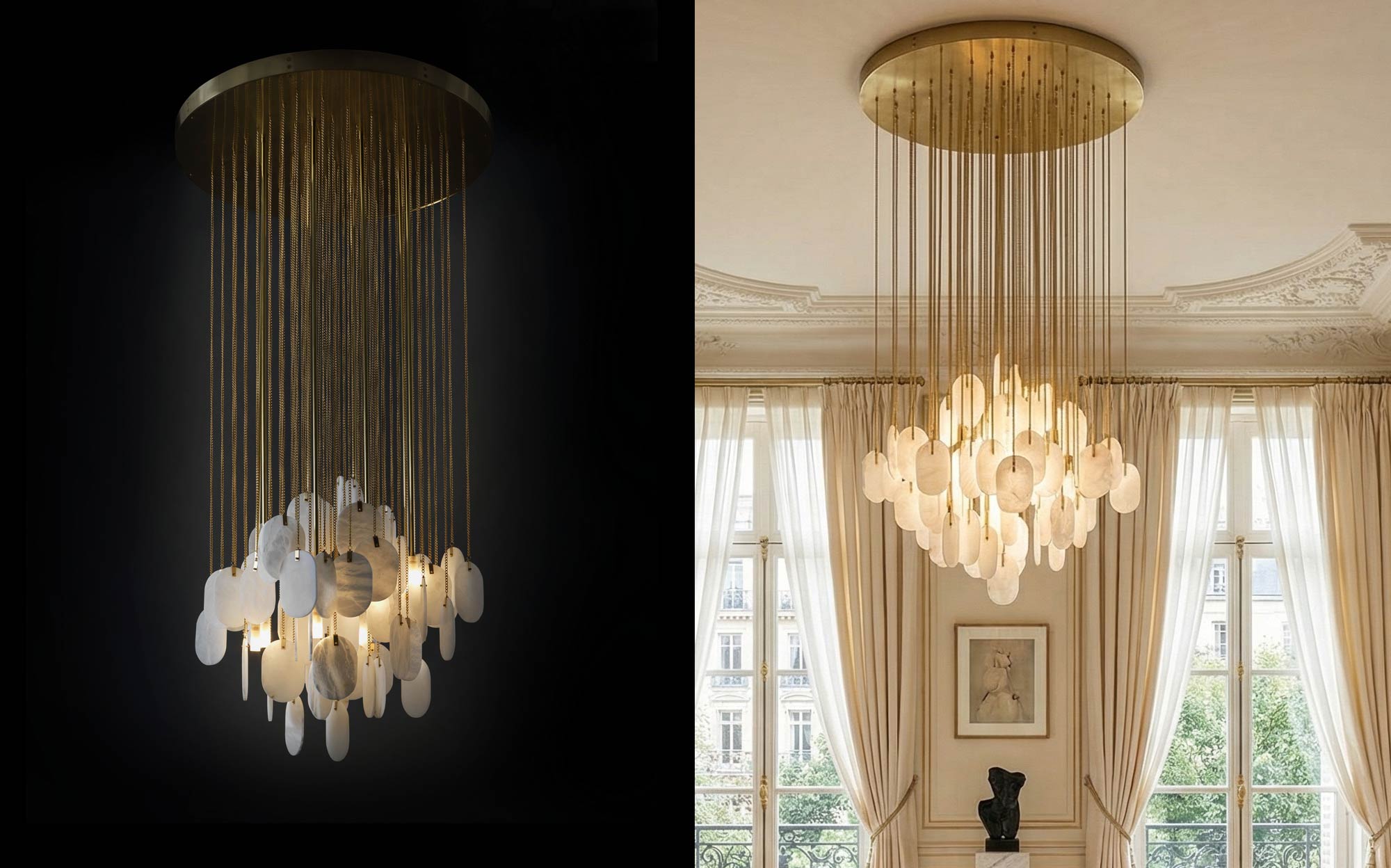 Badari modern chandelier with cascading crystals for luxury interiors