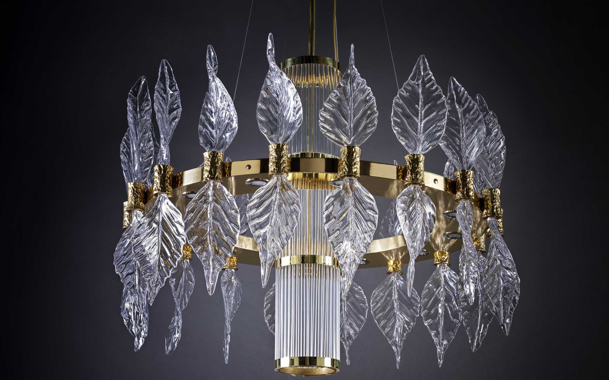 Badari large crystal chandelier with gold structure for elegant dining rooms