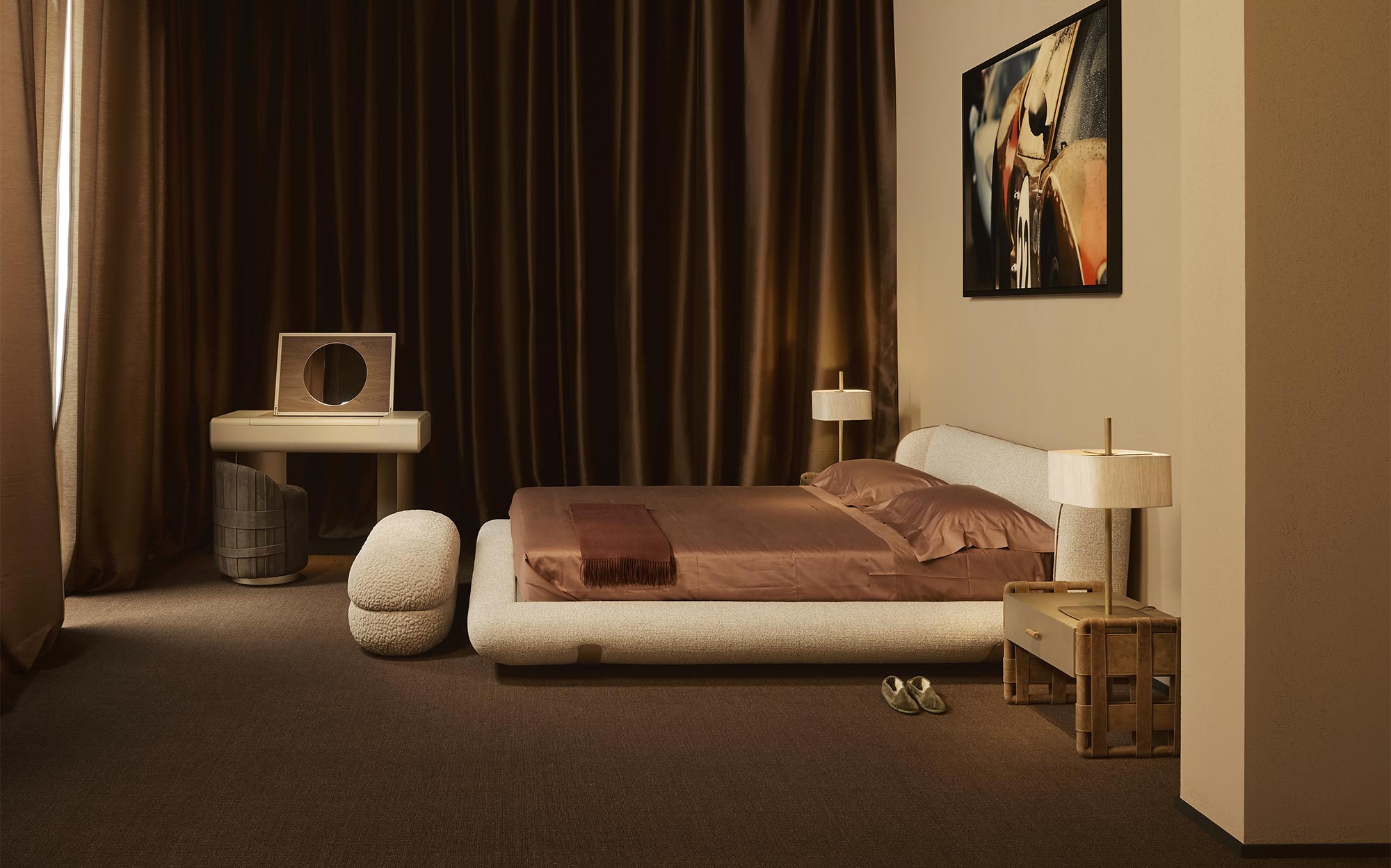 Откройте дизайнерскую кровать Daytona для современной спальни | 101DOMUS Современная мягкая кровать с округлым каркасом – Daytona