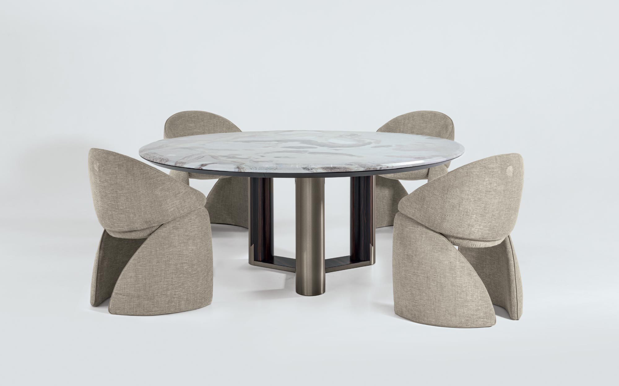 Круглый мраморный стол с дизайнерскими стульями Giorgio Collection Luxor &mdash; роскошная итальянская мебель с изысканными материалами | 101Domus