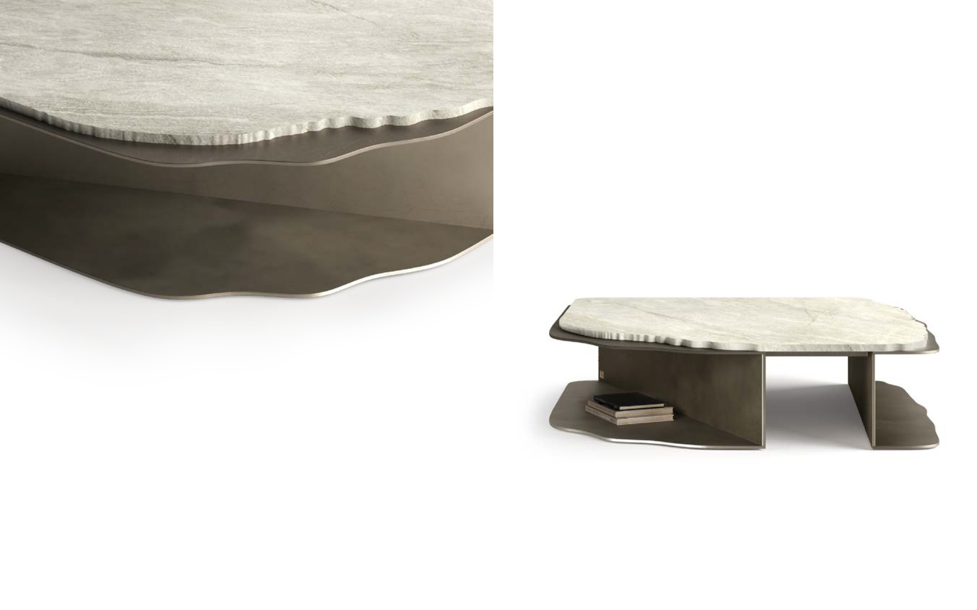 Luxury stone coffee table by IVG Home Collection Materica &ndash; Italian designer furniture with organic shapes and natural materials | 101Domus