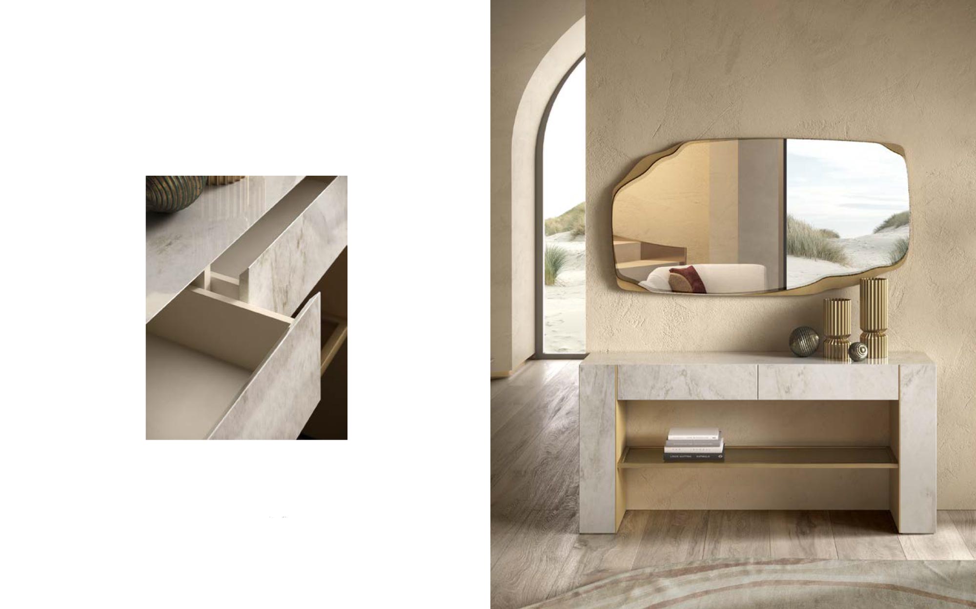 Luxury vanity table with mirror and natural materials by IVG Home Collection Materica &ndash; Italian designer furniture for elegant interiors | 101Domus