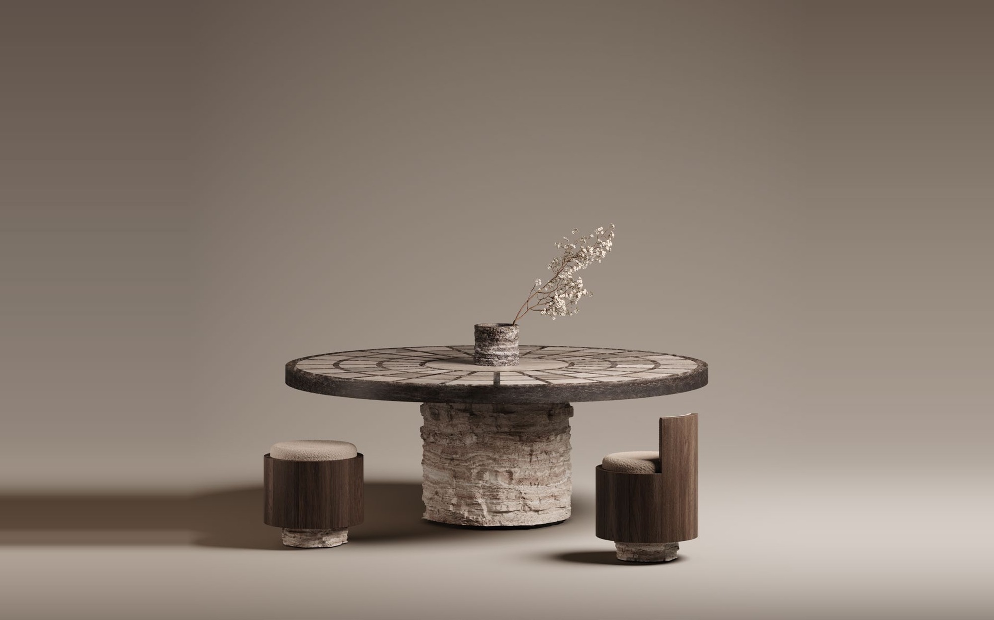 Tecton Luxury Natural Stone Dining Table by Monitillo1980 Monitillo1980 Tecton dining table in natural stone, luxury contemporary Italian designer furniture