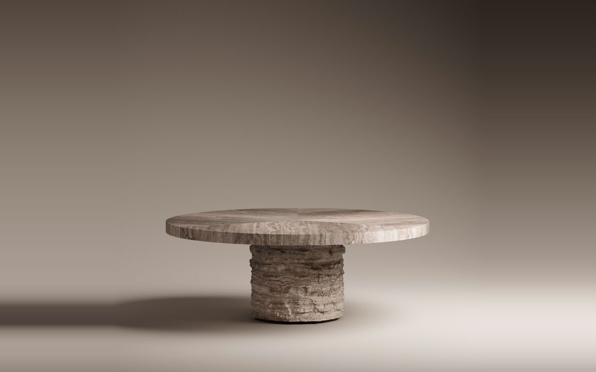 Tecton Round Natural Stone Dining Table by Monitillo1980 Monitillo1980 Tecton round dining table in natural stone, luxury Italian contemporary furniture