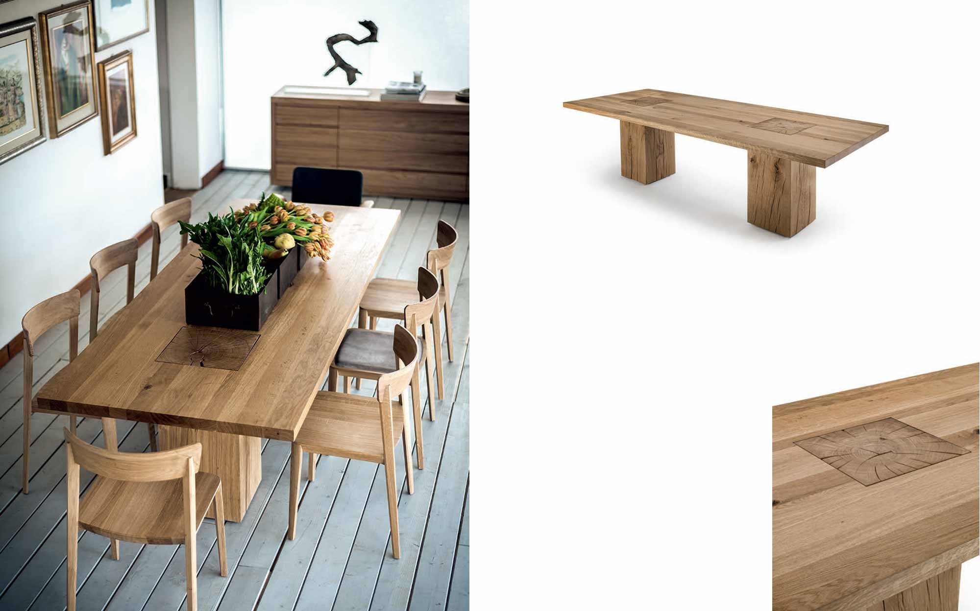 Minimalist solid wood dining table with natural finish and clean lines &ndash; Riva1920