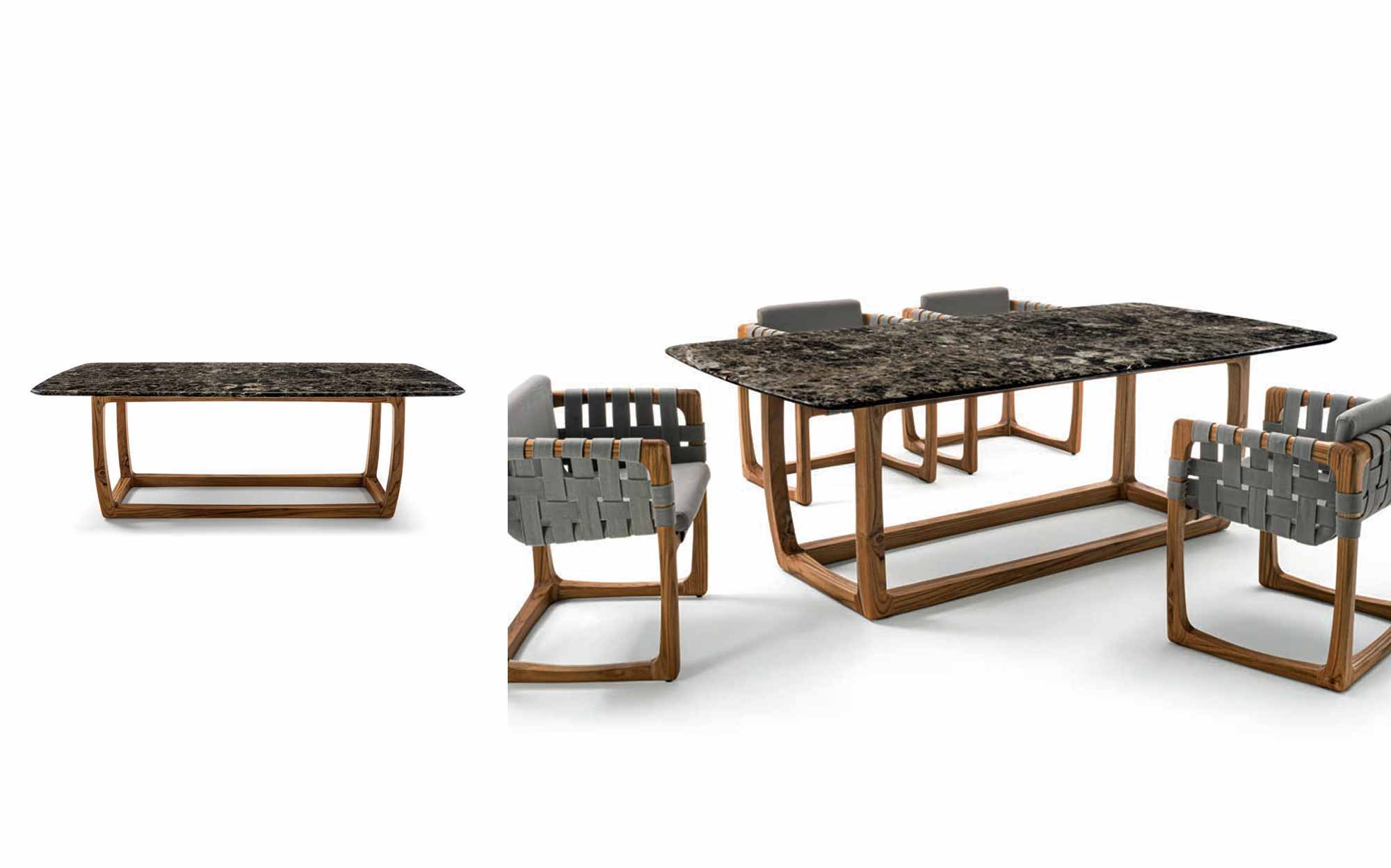 Solid wood dining table with matching chairs and benches &ndash; Riva1920