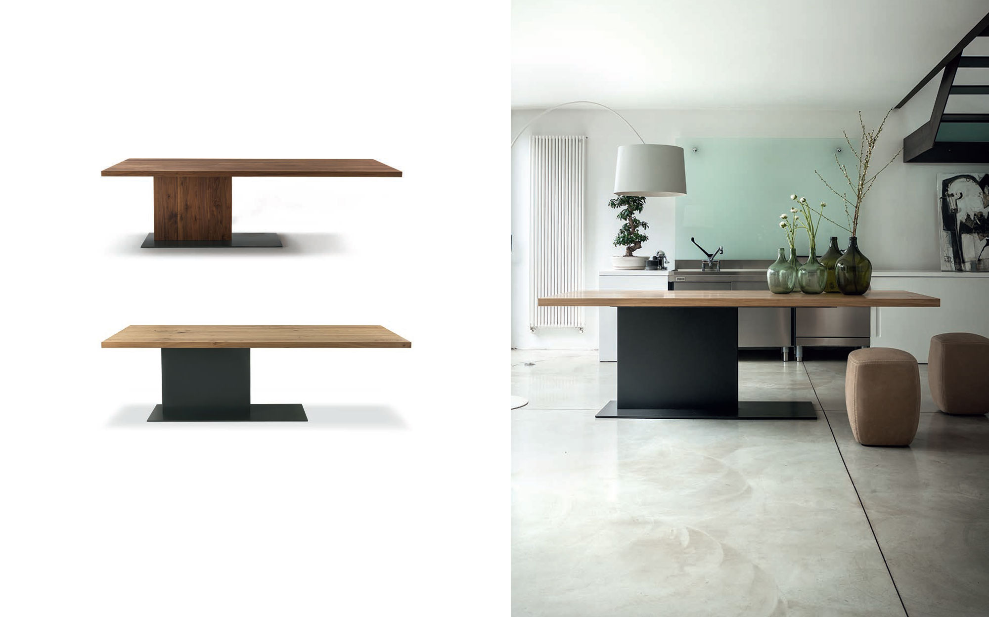 Modern solid wood dining table in bright minimalist interior &ndash; Riva1920