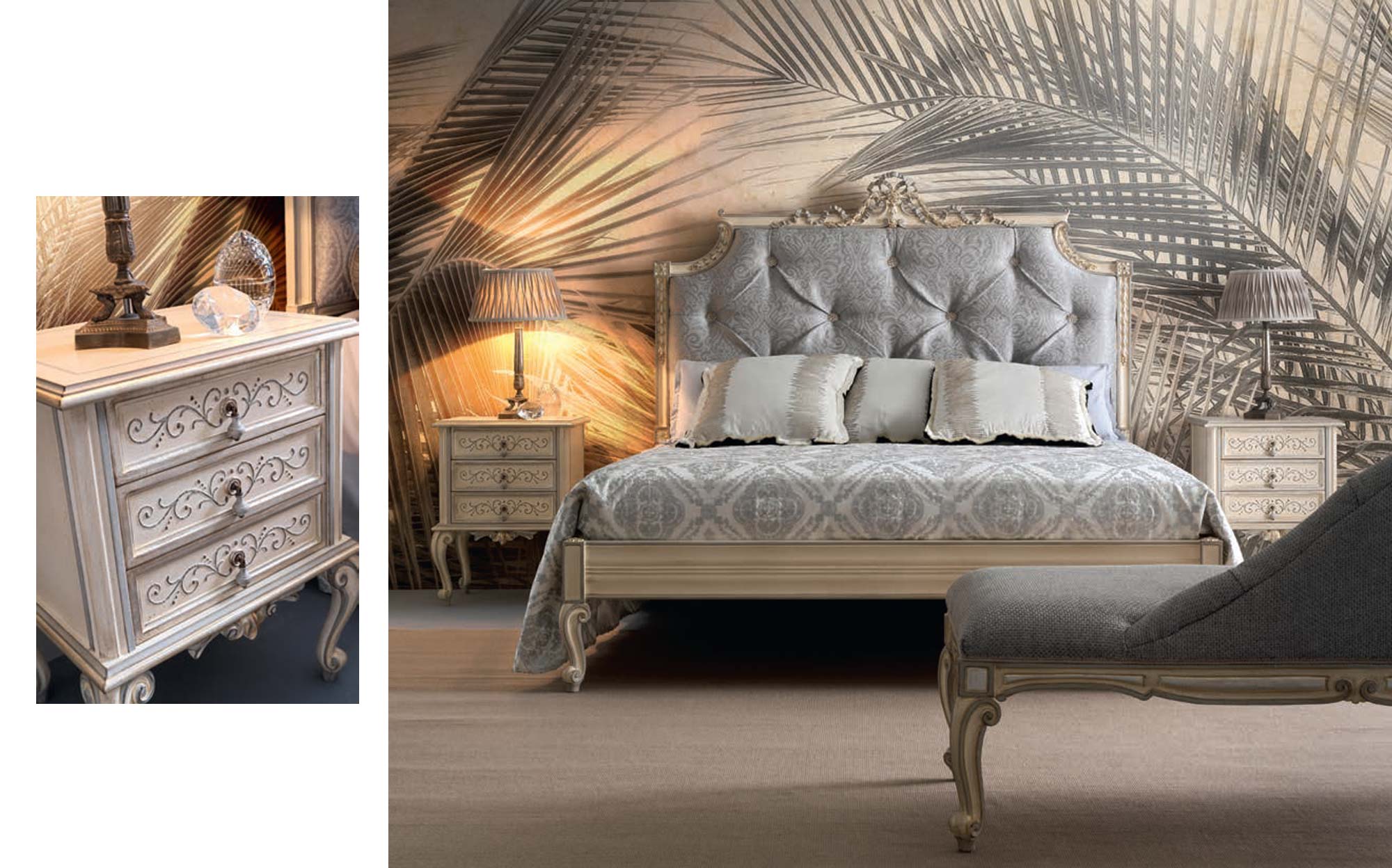 Luxury bedroom furniture by Silvano Grifoni Night Collection | 101domus Luxury bedroom furniture by Silvano Grifoni with bed, wardrobe and elegant furnishings