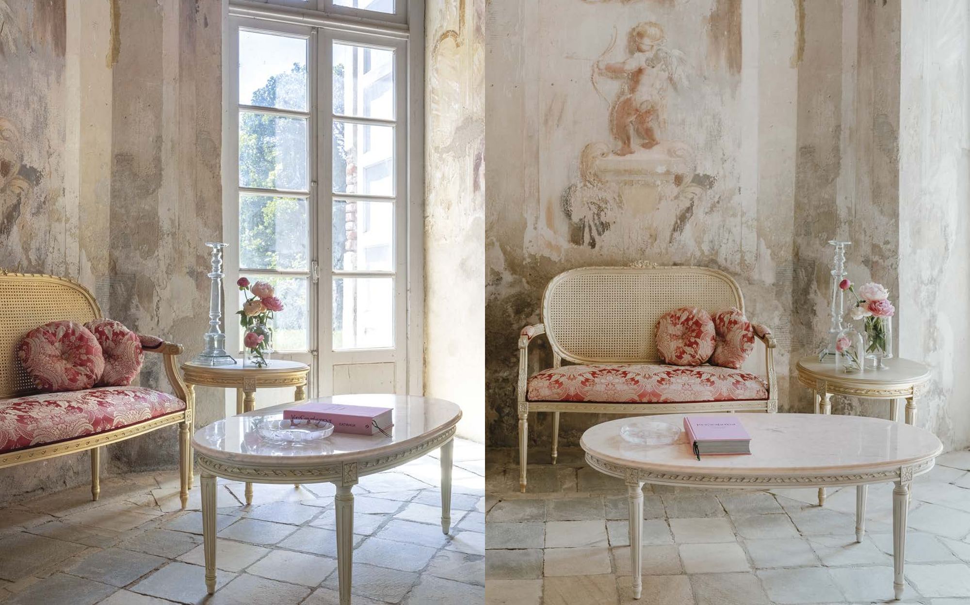 Bellotti Ezio Cromie living rooms with loveseats and oval coffee tables Bellotti Ezio Cromie living rooms with loveseats and oval coffee tables – classic Italian luxury furniture
