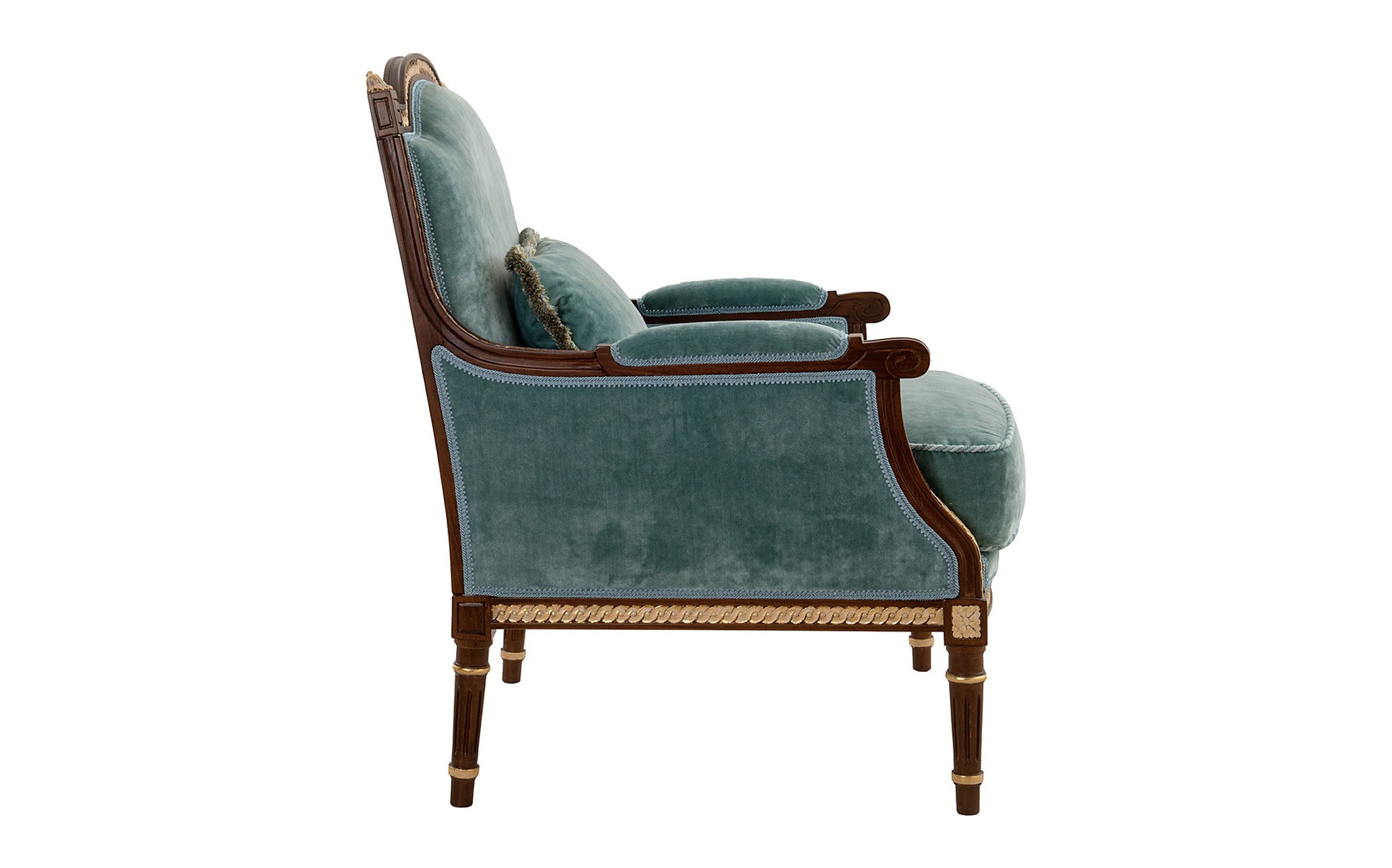 Bellotti Ezio Essential Classic bergère armchair in teal velvet Bellotti Ezio Essential Classic bergère armchair in teal velvet – classic Italian luxury furniture in Louis XVI style