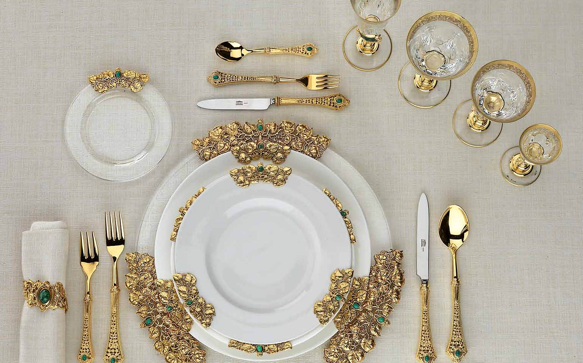 I Biagi Kings Table gold and crystal royal table setting I Biagi Kings Table gold and crystal royal table setting – Italian luxury crystal and gold