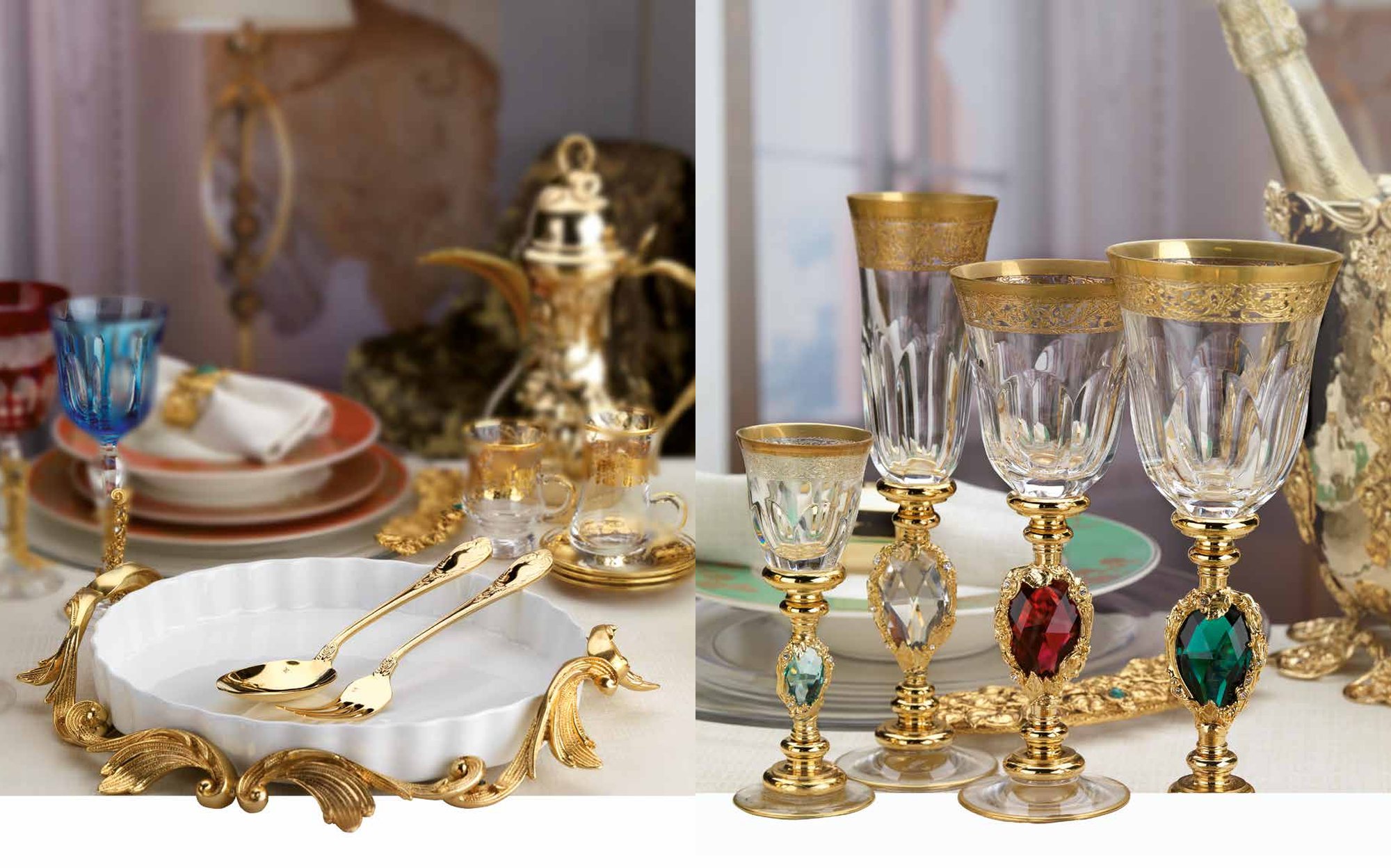 I Biagi Kings Table tableware and gold crystal glasses I Biagi Kings Table tableware and gold crystal glasses – Italian luxury crystal and gold