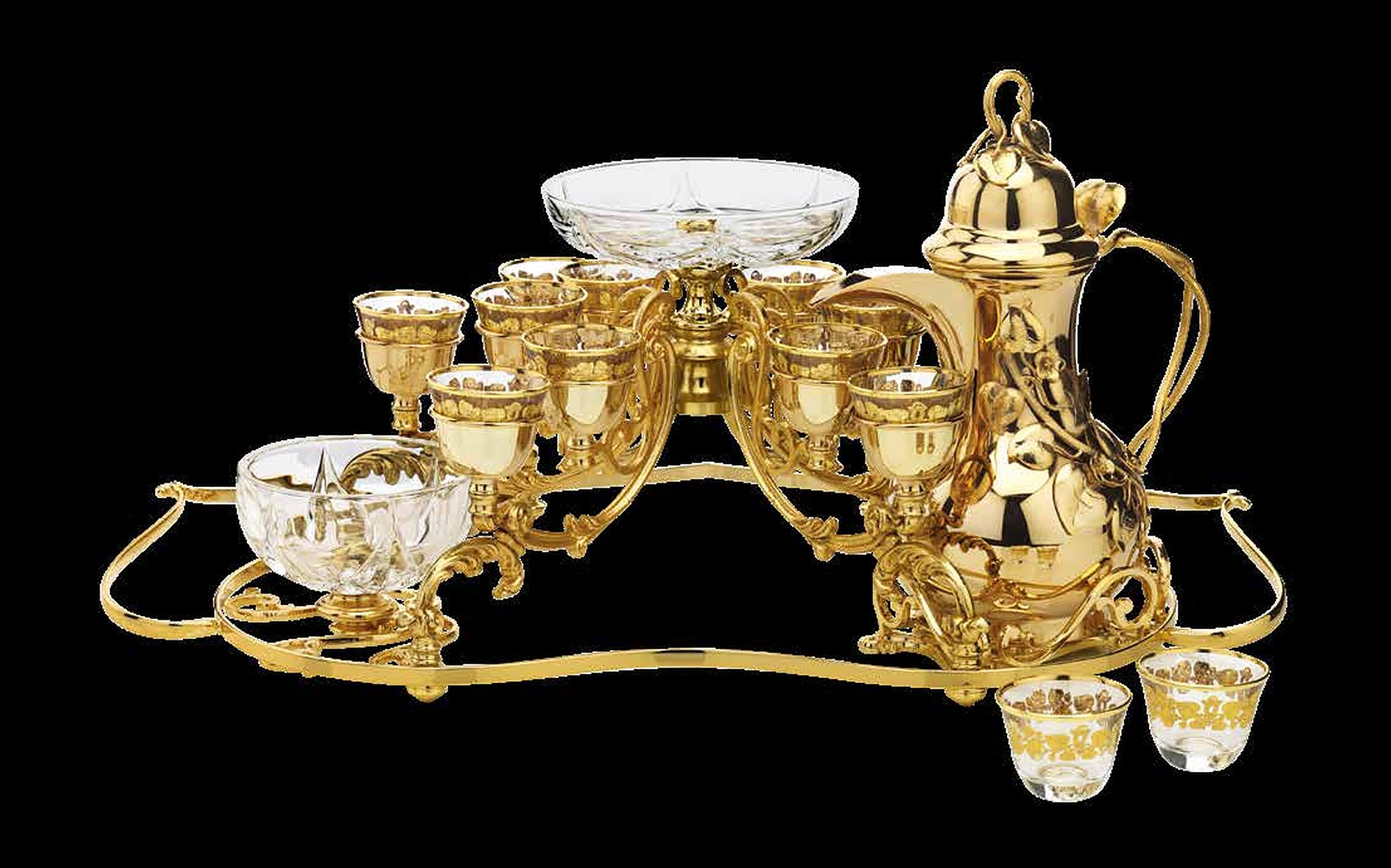 I Biagi Kings Table gold coffee service on tray I Biagi Kings Table gold coffee service on tray – Italian luxury crystal and gold