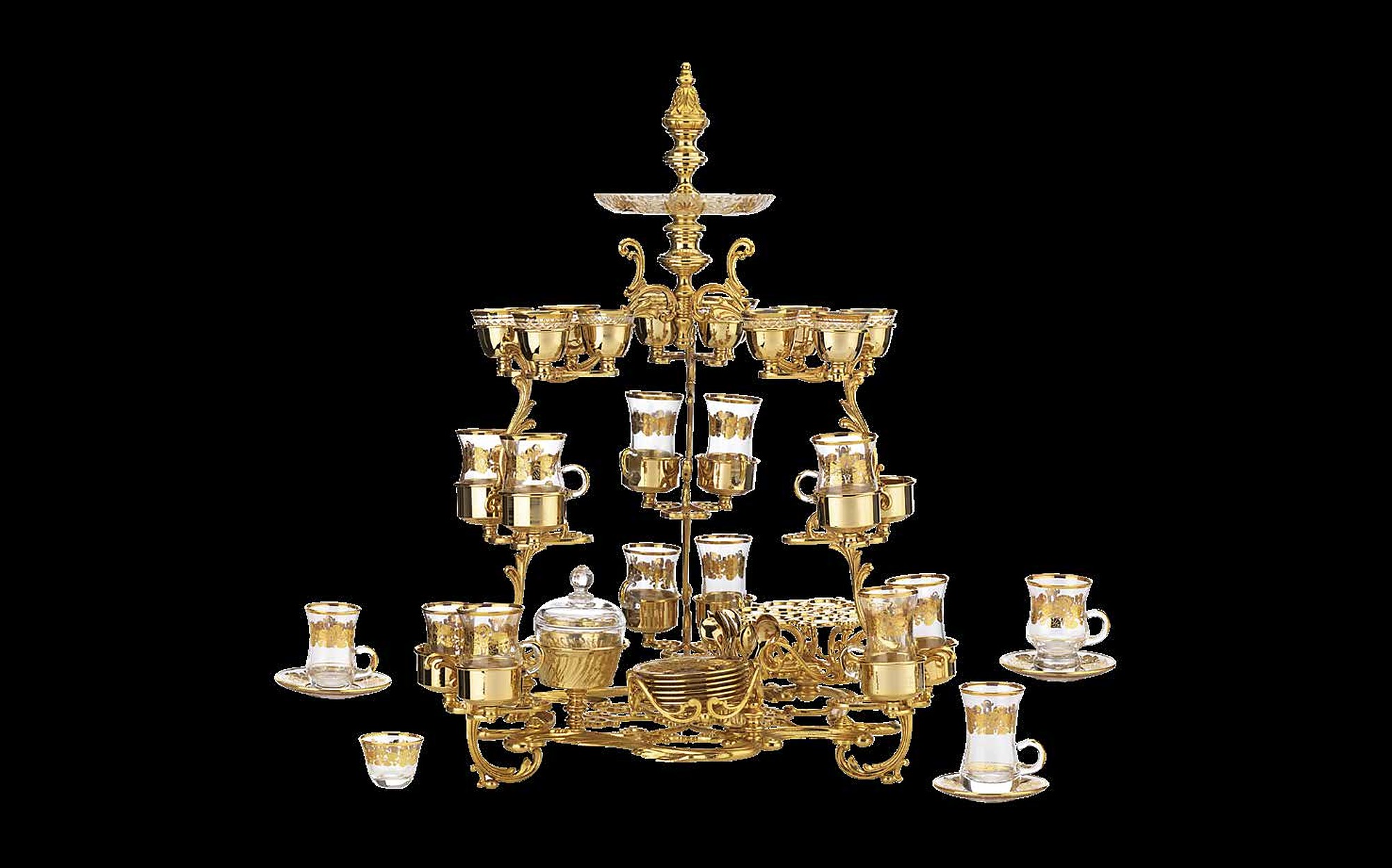 I Biagi Kings Table gold tea service stand I Biagi Kings Table gold tea service stand – Italian luxury crystal and gold