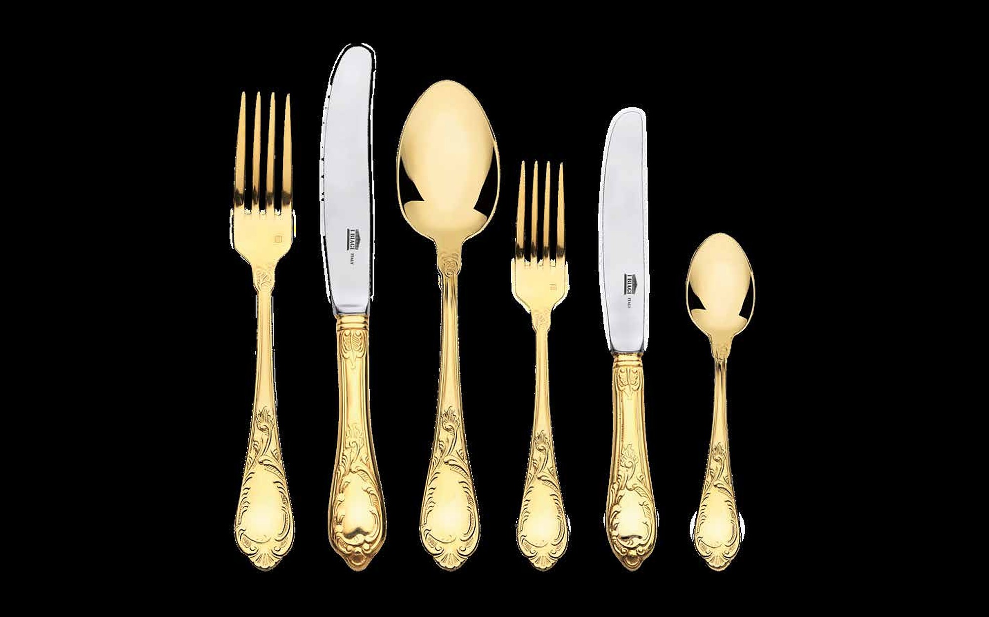 I Biagi Kings Table gold cutlery set I Biagi Kings Table gold cutlery set – Italian luxury crystal and gold