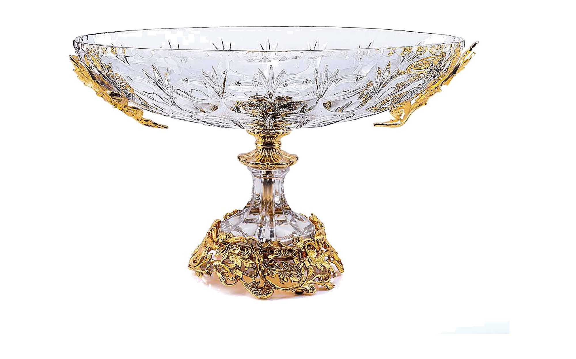 I Biagi Renaissance 2025 crystal centrepiece on chiselled gold base I Biagi Renaissance 2025 crystal centrepiece on chiselled gold base – Italian luxury crystal and gold