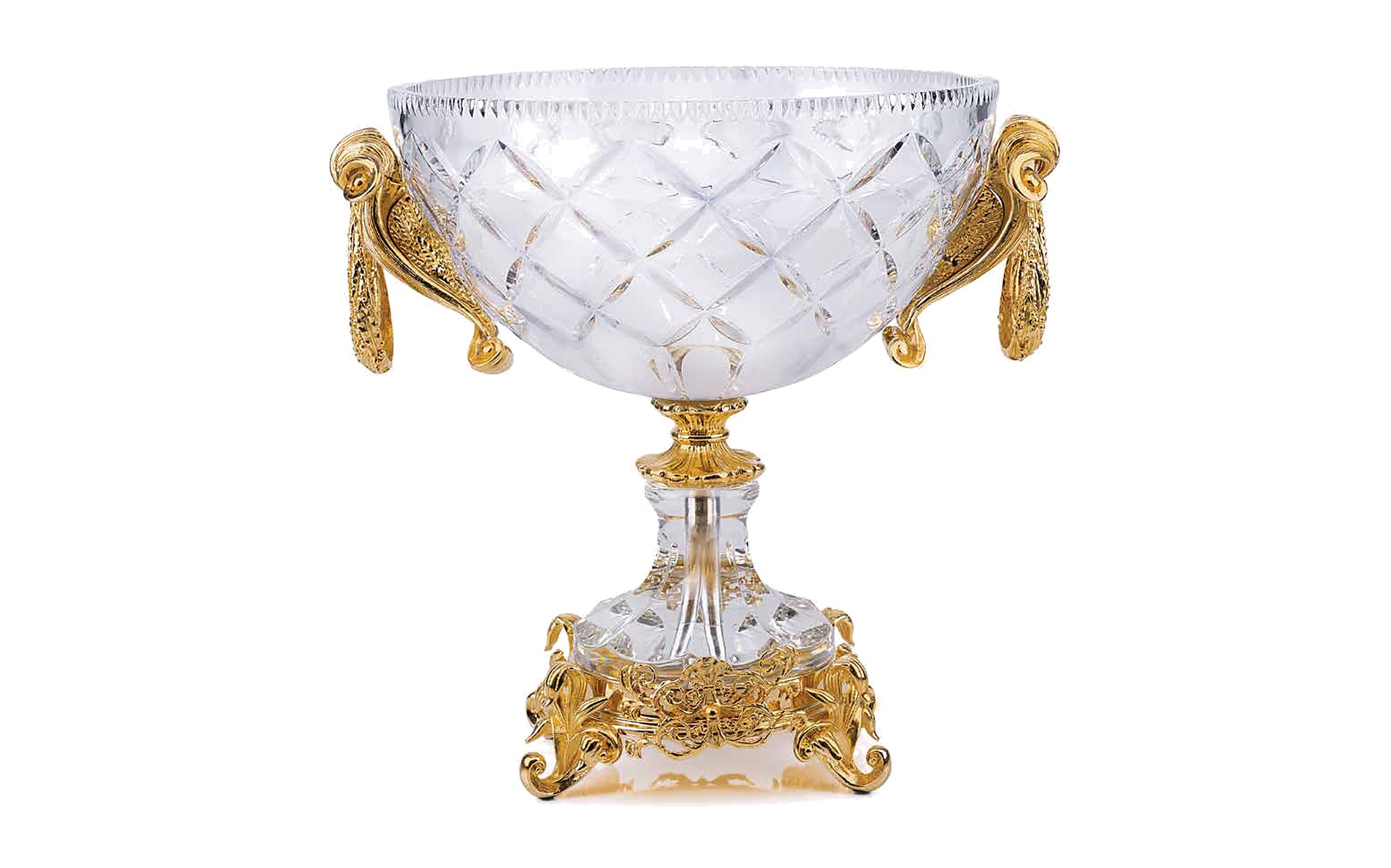 I Biagi Renaissance 2025 crystal bowl with gold ring handles I Biagi Renaissance 2025 crystal bowl with gold ring handles – Italian luxury crystal and gold