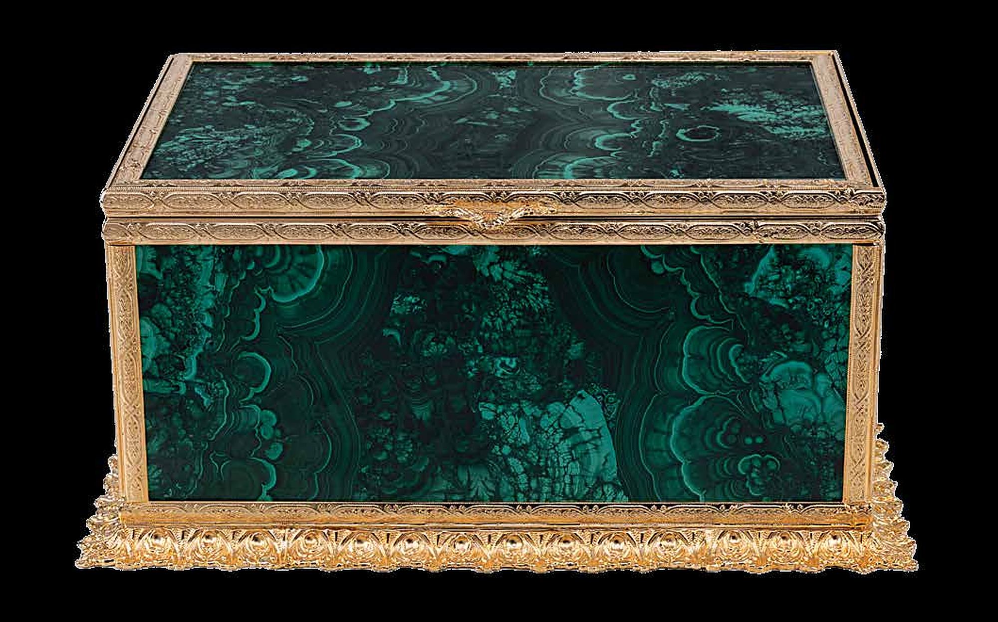 I Biagi Renaissance 2025 malachite and gold jewellery box I Biagi Renaissance 2025 malachite and gold jewellery box – Italian luxury crystal and gold