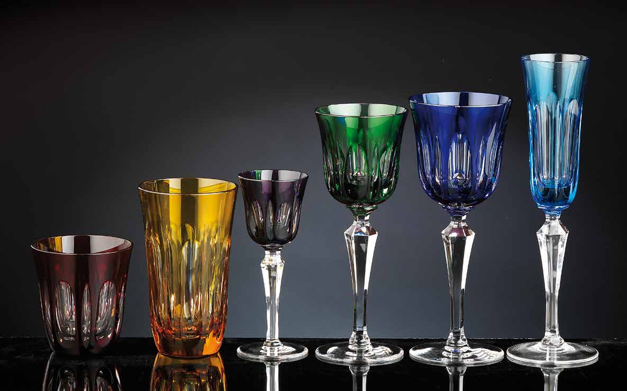 I Biagi Renaissance Second Edition coloured crystal glasses I Biagi Renaissance Second Edition coloured crystal glasses – Italian luxury crystal and gold