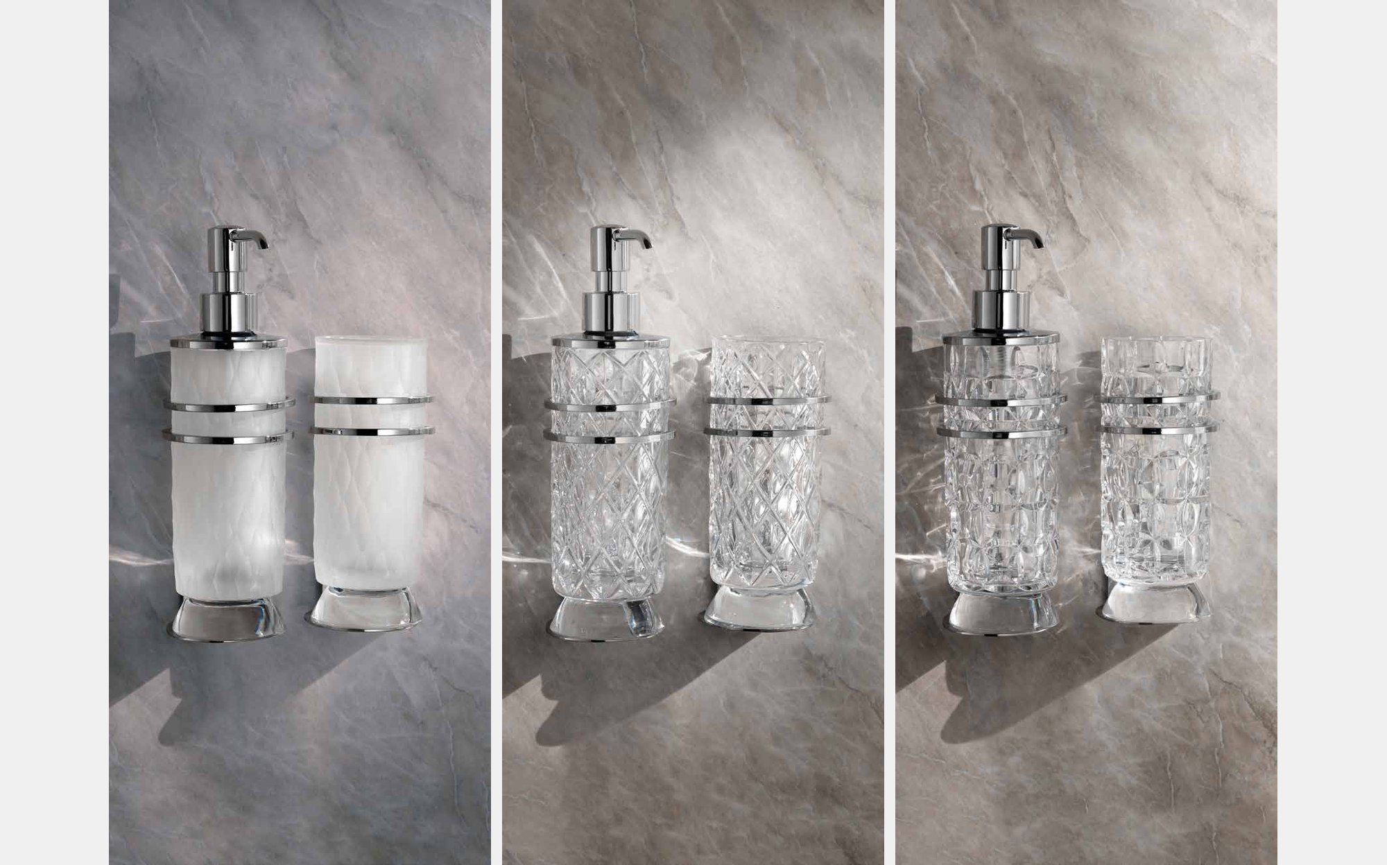 Il Paralume Marina Bath Accessories стеклянные дозаторы для мыла и стаканы на мраморе &ndash; итальянские аксессуары для ванной люкс