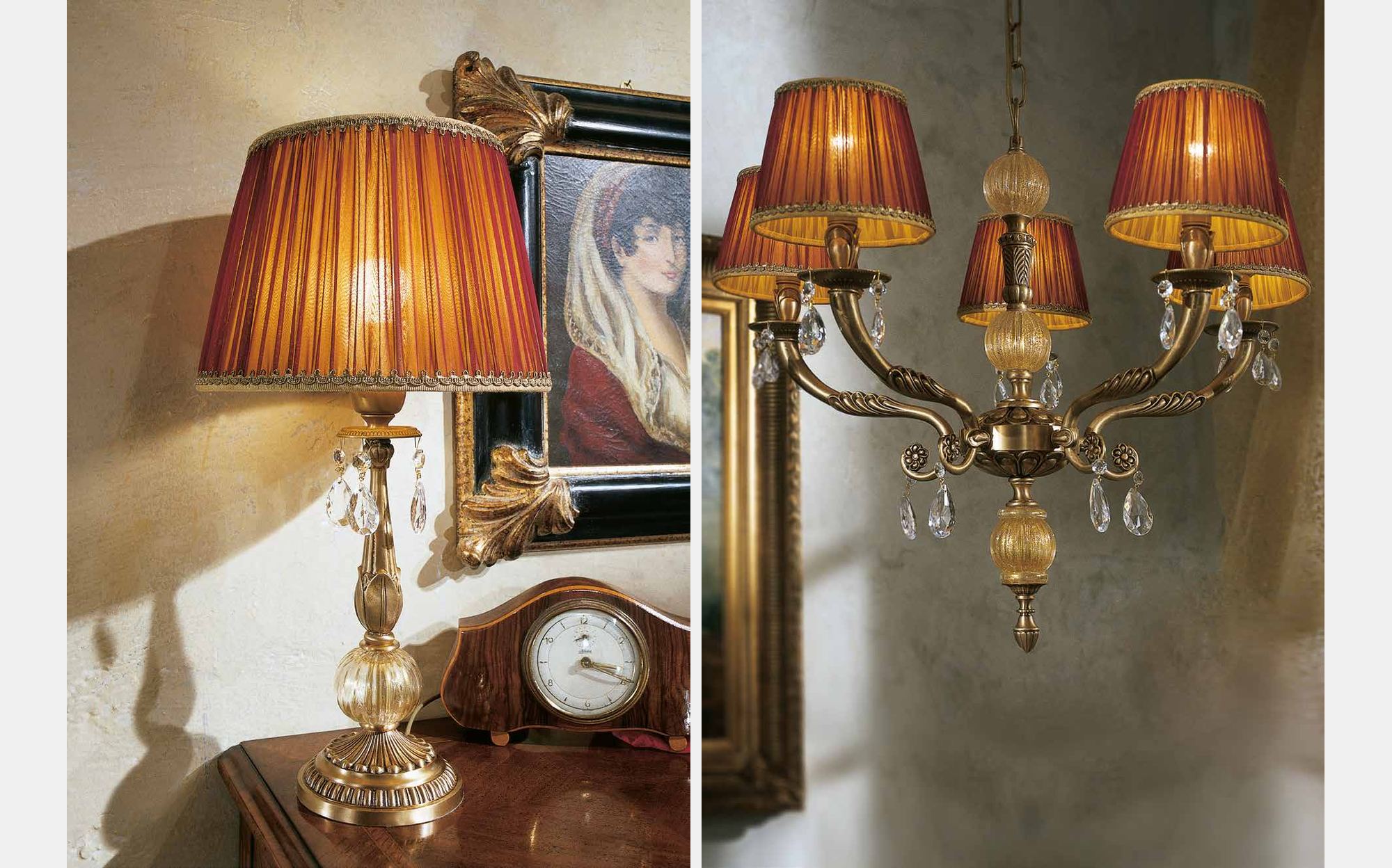 Il Paralume Marina Classic Lighting настольная лампа и люстра с плиссированными оранжевыми абажурами &ndash; классическое итальянское освещение люкс