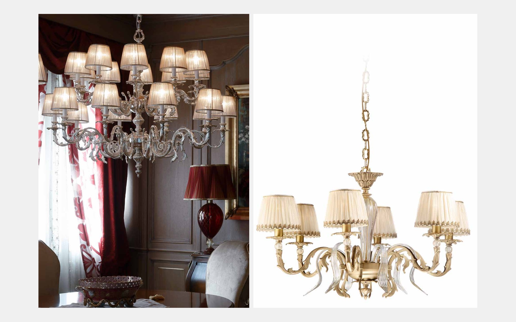 Il Paralume Marina Classic Lighting классические люстры с белыми абажурами в элегантном интерьере &ndash; классическое итальянское освещение люкс