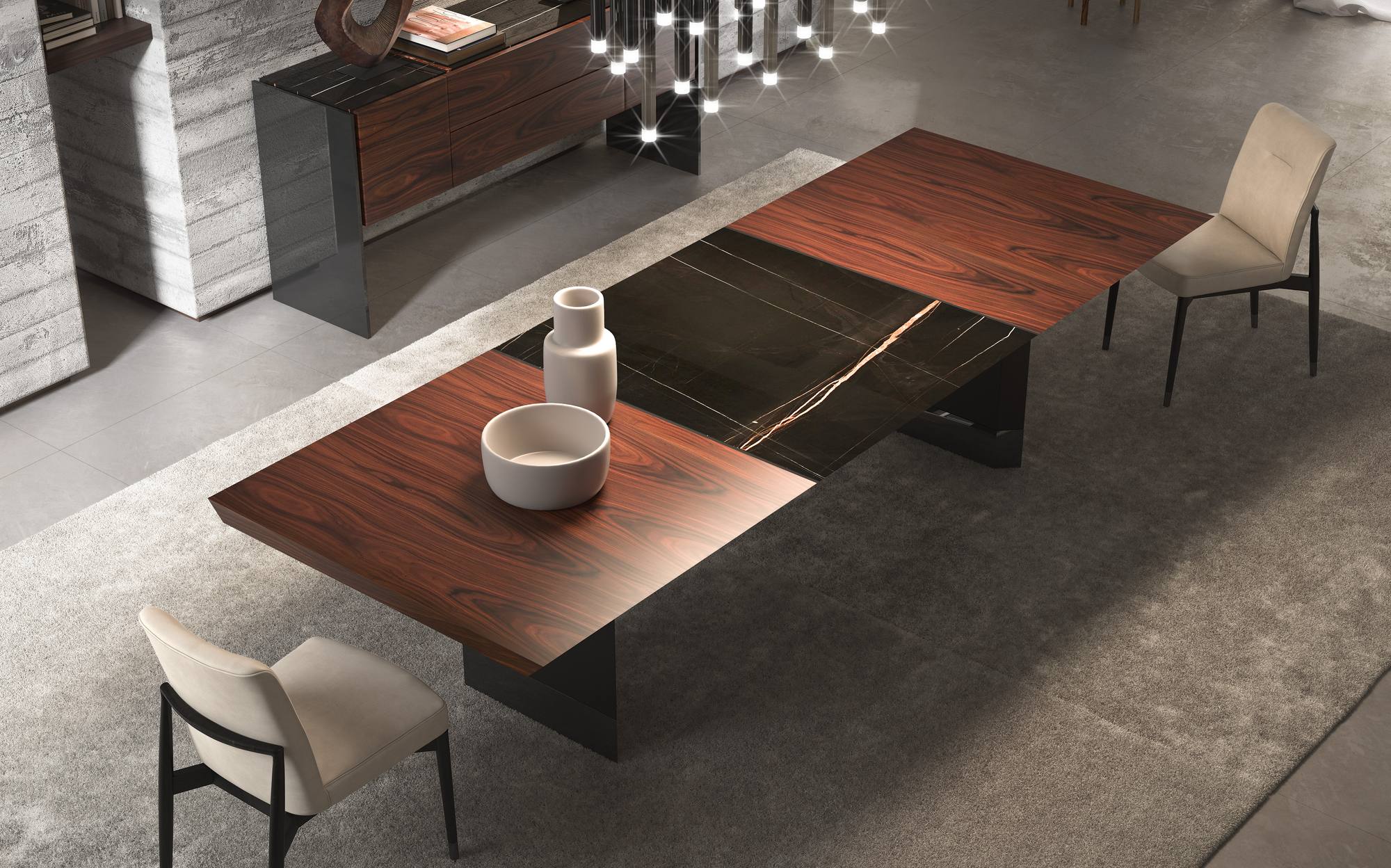 Malerba Next Level extendable dining table in rosewood Malerba Next Level extendable dining table in rosewood – contemporary Italian luxury furniture