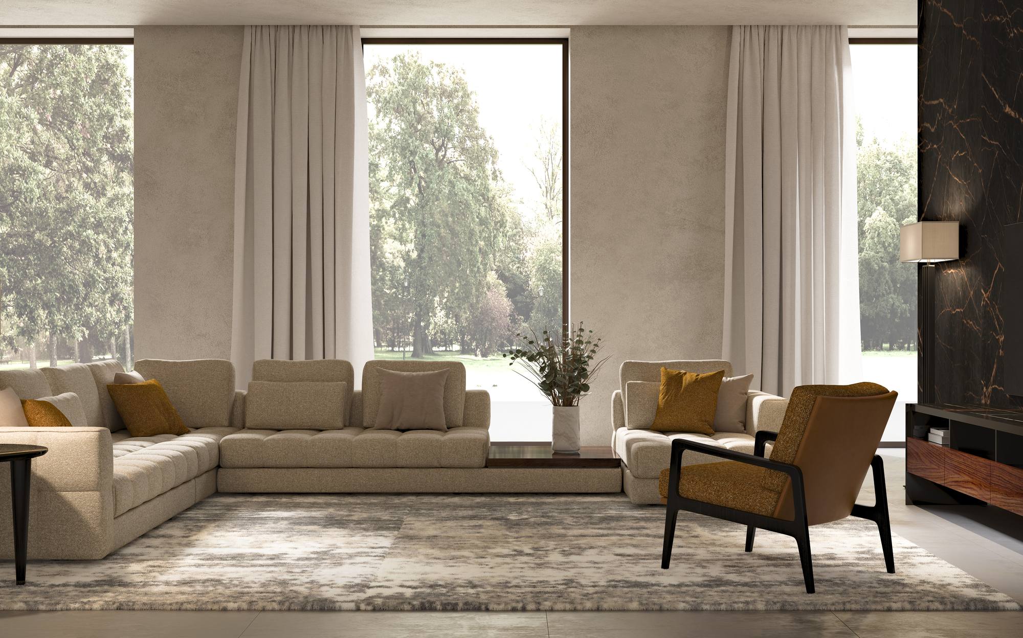 Malerba Next Level living room with modular sofa Malerba Next Level living room with modular sofa – contemporary Italian luxury furniture