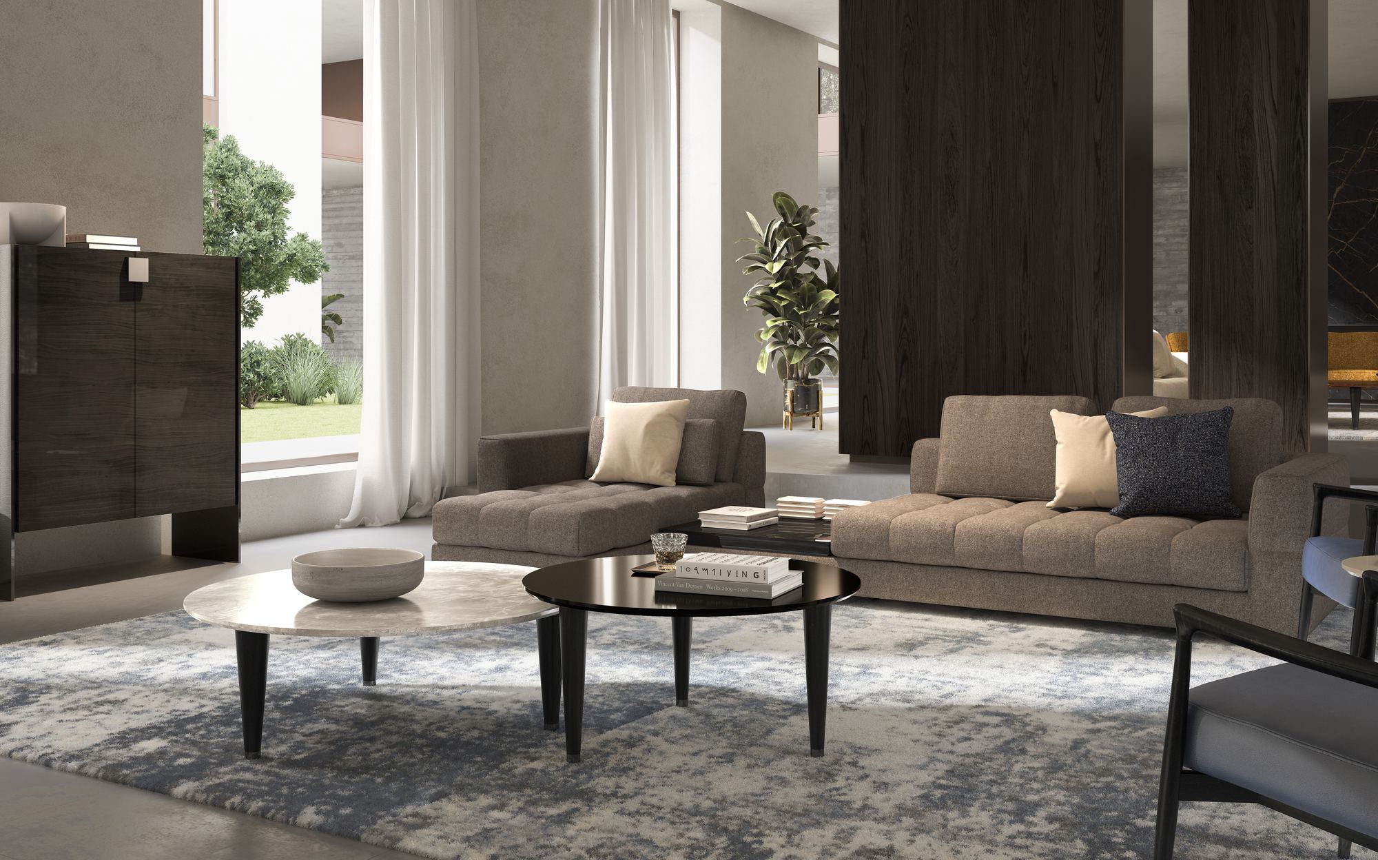 Malerba Next Level living room with round coffee tables Malerba Next Level living room with round coffee tables – contemporary Italian luxury furniture