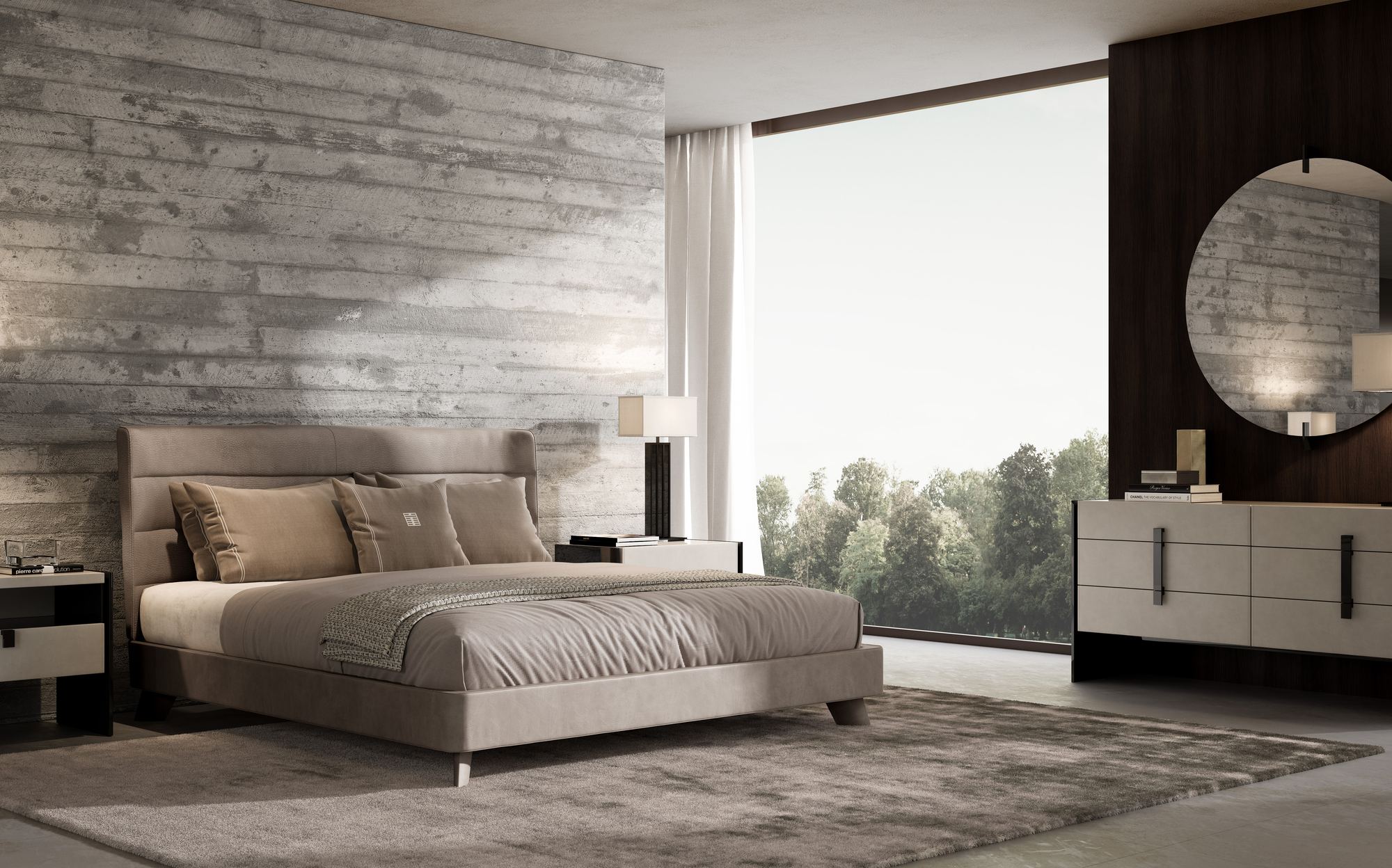 Malerba Next Level bedroom with upholstered bed and vanity Malerba Next Level bedroom with upholstered bed and vanity – contemporary Italian luxury furniture