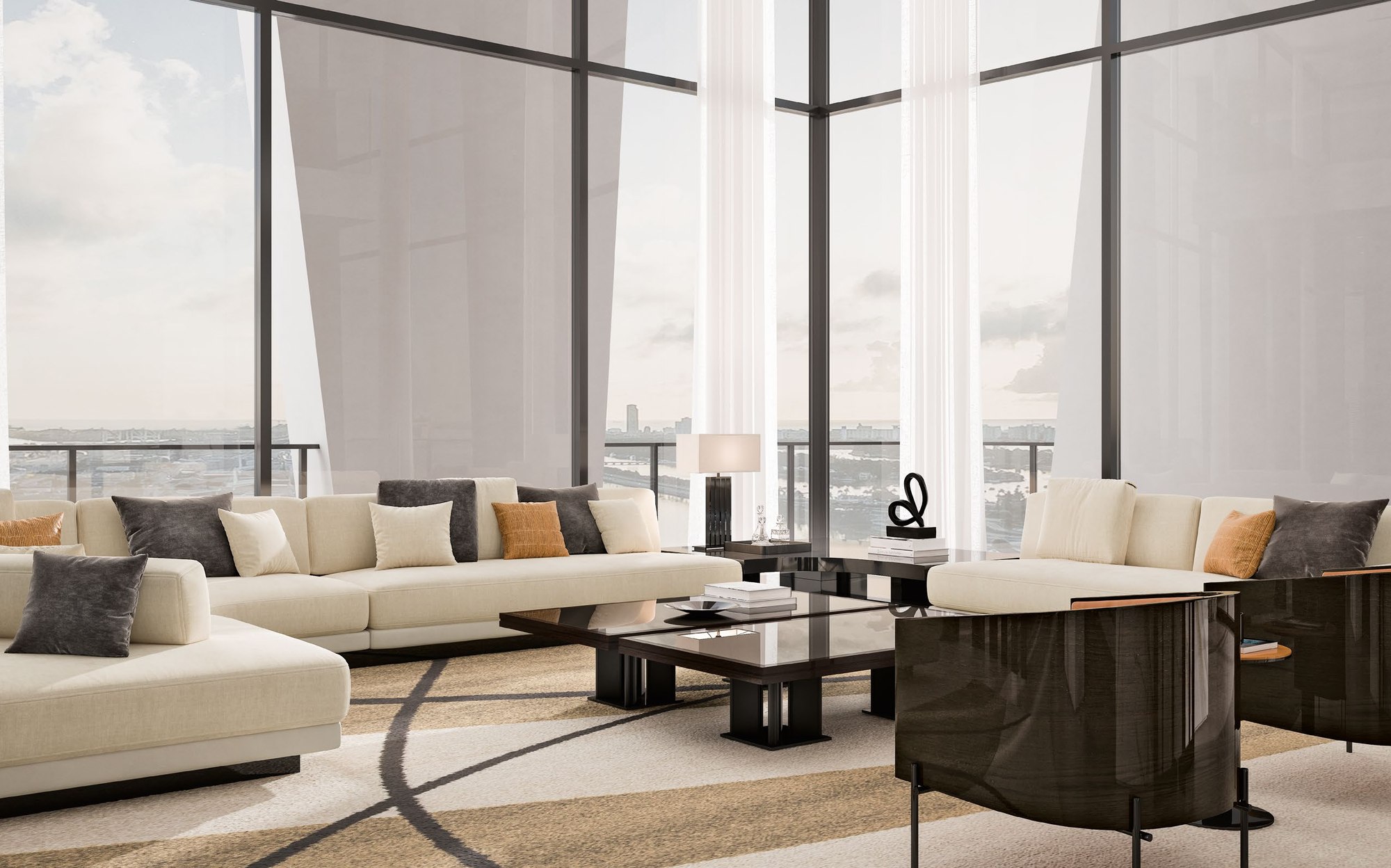 Malerba Perfect Time living room with sectional sofa and coffee tables Malerba Perfect Time living room with sectional sofa and coffee tables – contemporary Italian luxury furniture