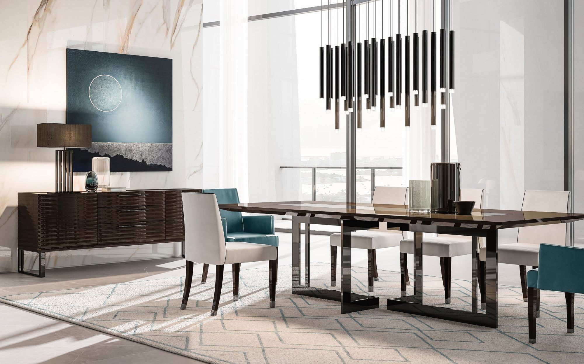Malerba Perfect Time dining room with table, chairs and sideboard Malerba Perfect Time dining room with table, chairs and sideboard – contemporary Italian luxury furniture