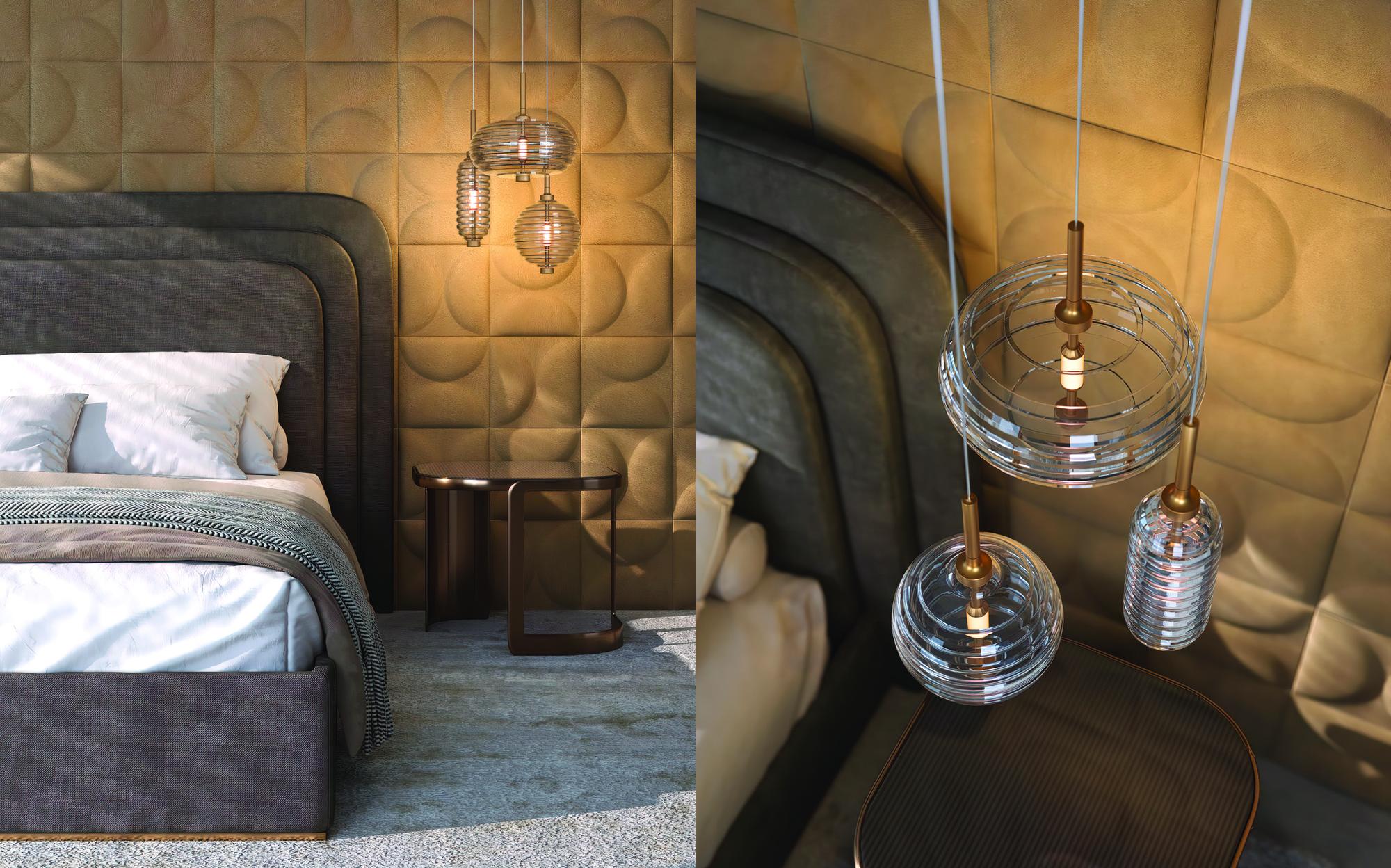 Patrizia Garganti Trinity pendant lamps in bedroom Patrizia Garganti Trinity pendant lamps in bedroom – Italian luxury decorative lighting