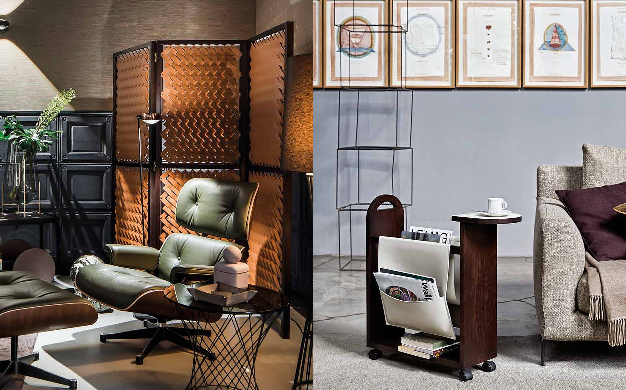 Pinetti Collection 2024 leather lounge chair with screen and magazine rack Pinetti Collection 2024 leather lounge chair with screen and magazine rack – Italian luxury leather accessories