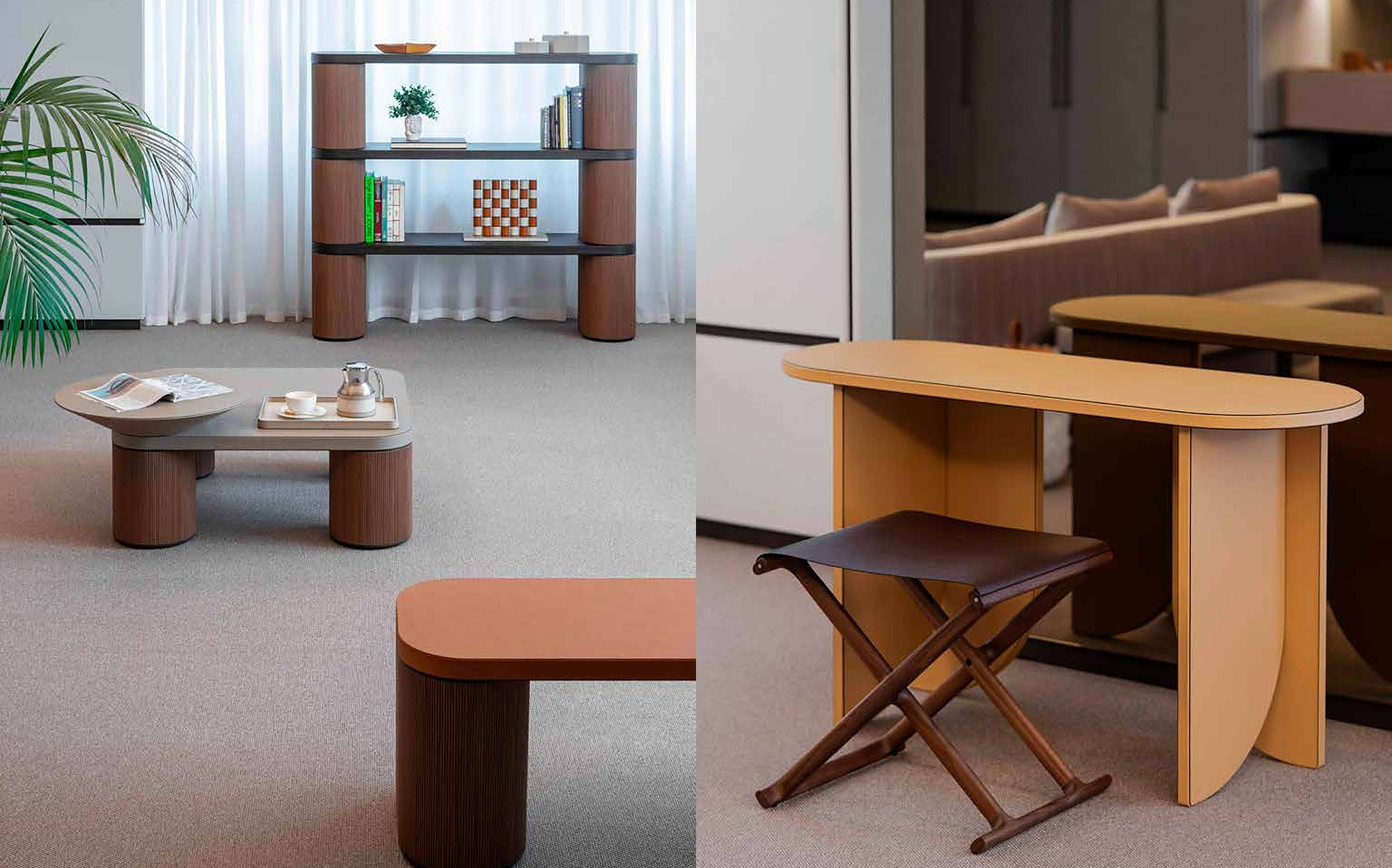 Pinetti Collection 2024 leather side tables, bookcase and folding stool Pinetti Collection 2024 leather side tables, bookcase and folding stool – Italian luxury leather accessories