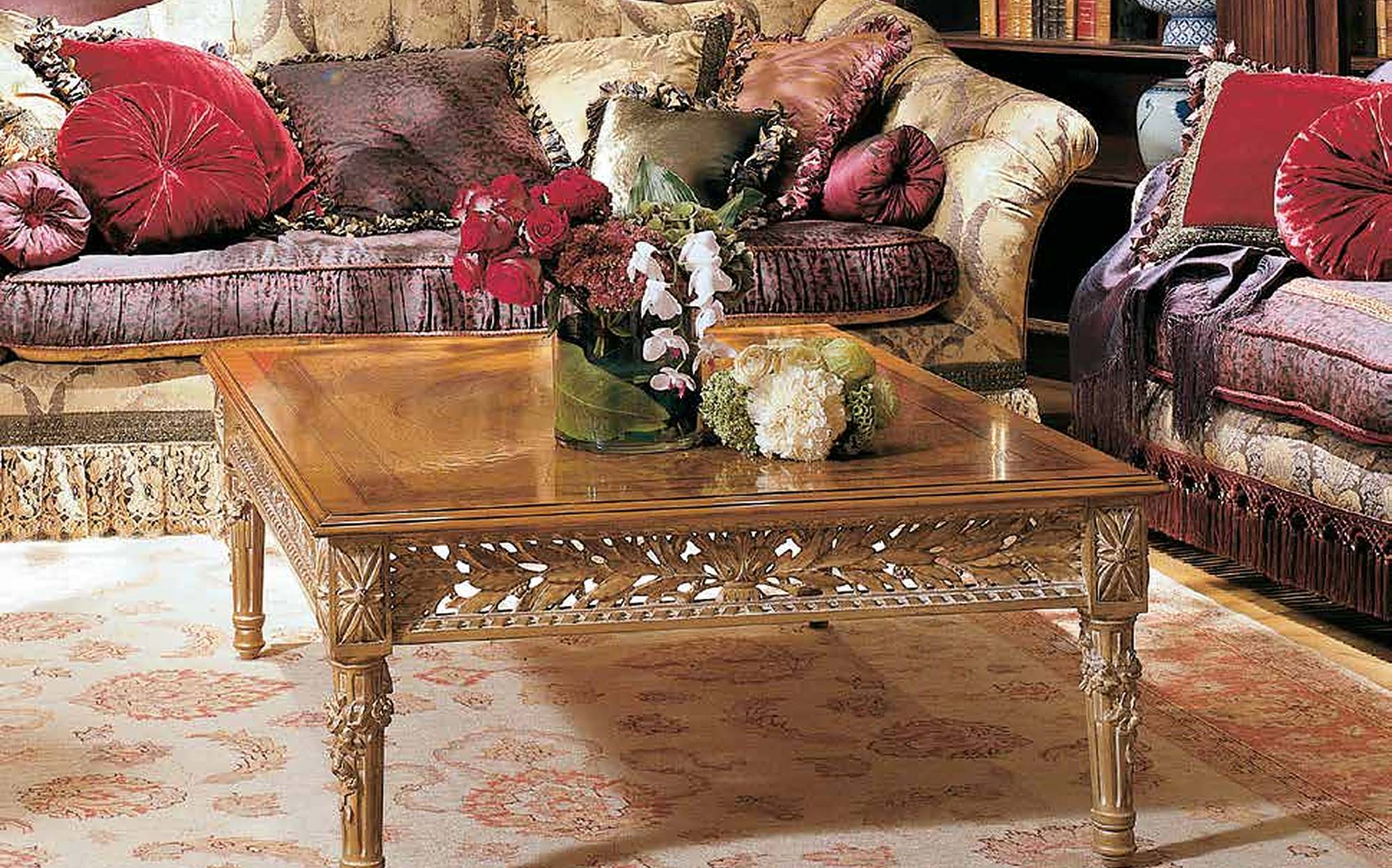 Provasi Heritage carved coffee table in classic living room Provasi Heritage carved coffee table in classic living room – classic Italian luxury furniture