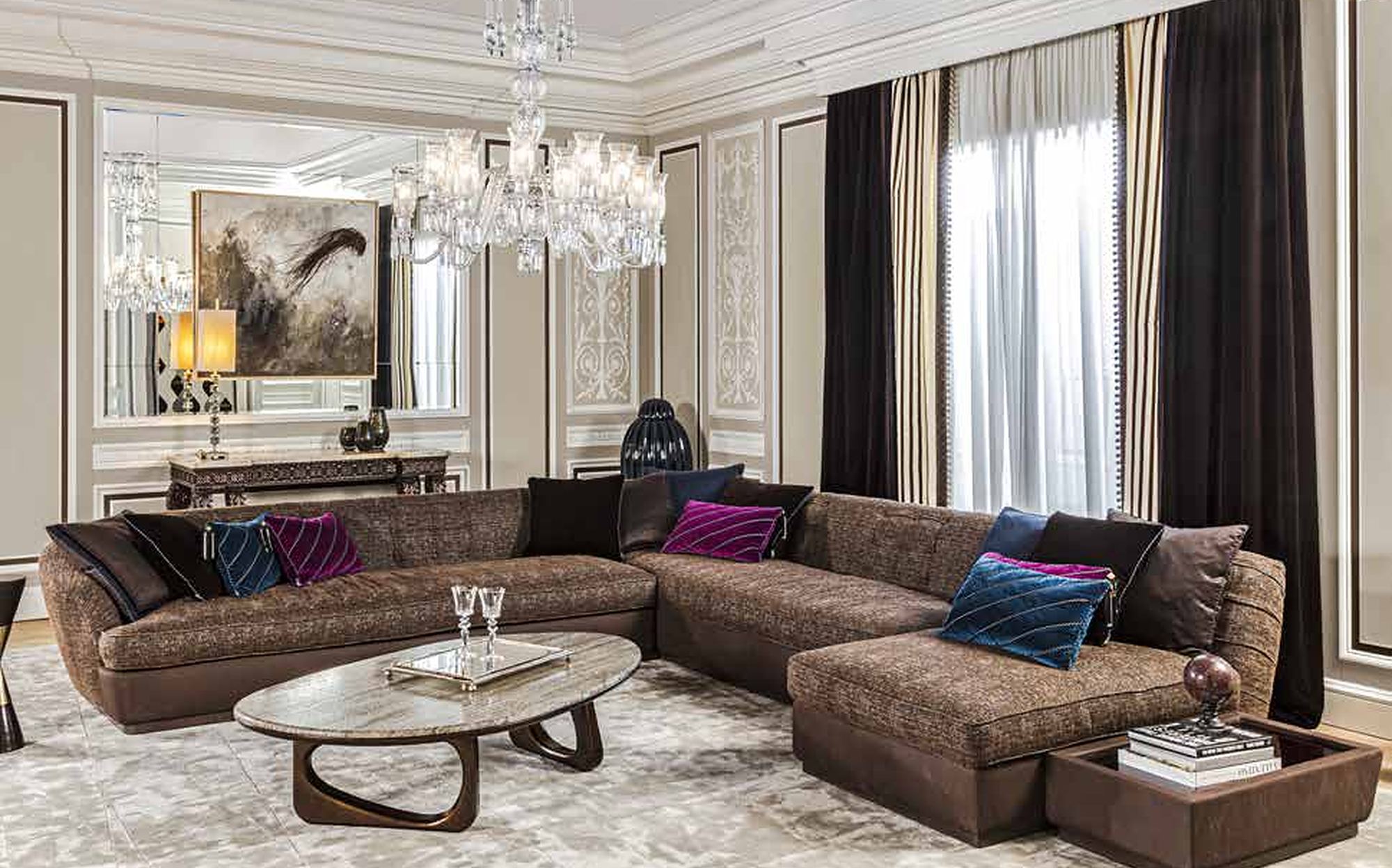 Provasi More living room with corner sofa and oval coffee table Provasi More living room with corner sofa and oval coffee table – contemporary Italian luxury furniture