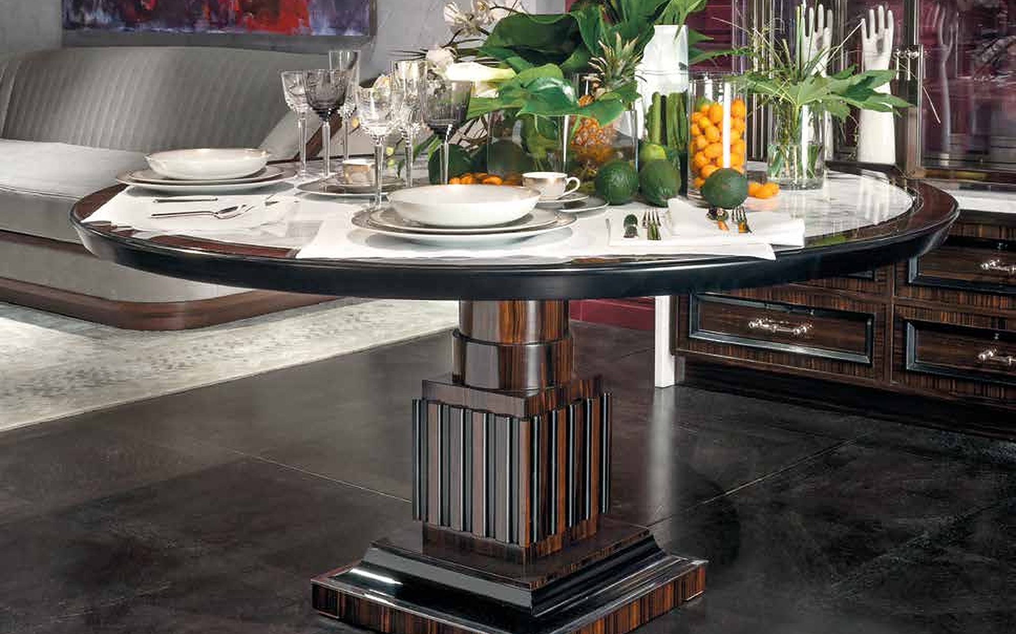 Provasi More round dining table with pedestal base Provasi More round dining table with pedestal base – contemporary Italian luxury furniture