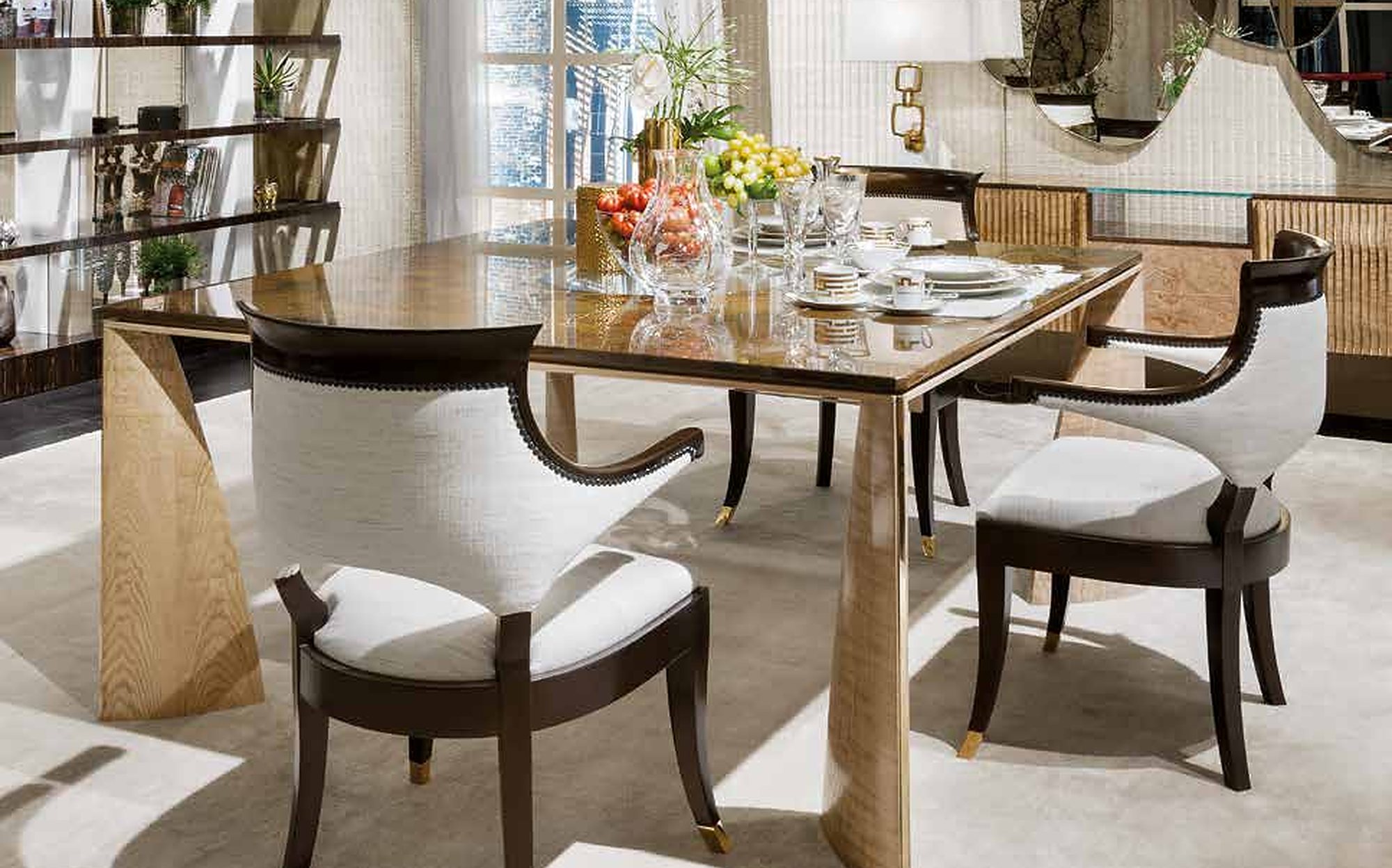 Provasi More dining table with upholstered armchairs Provasi More dining table with upholstered armchairs – contemporary Italian luxury furniture