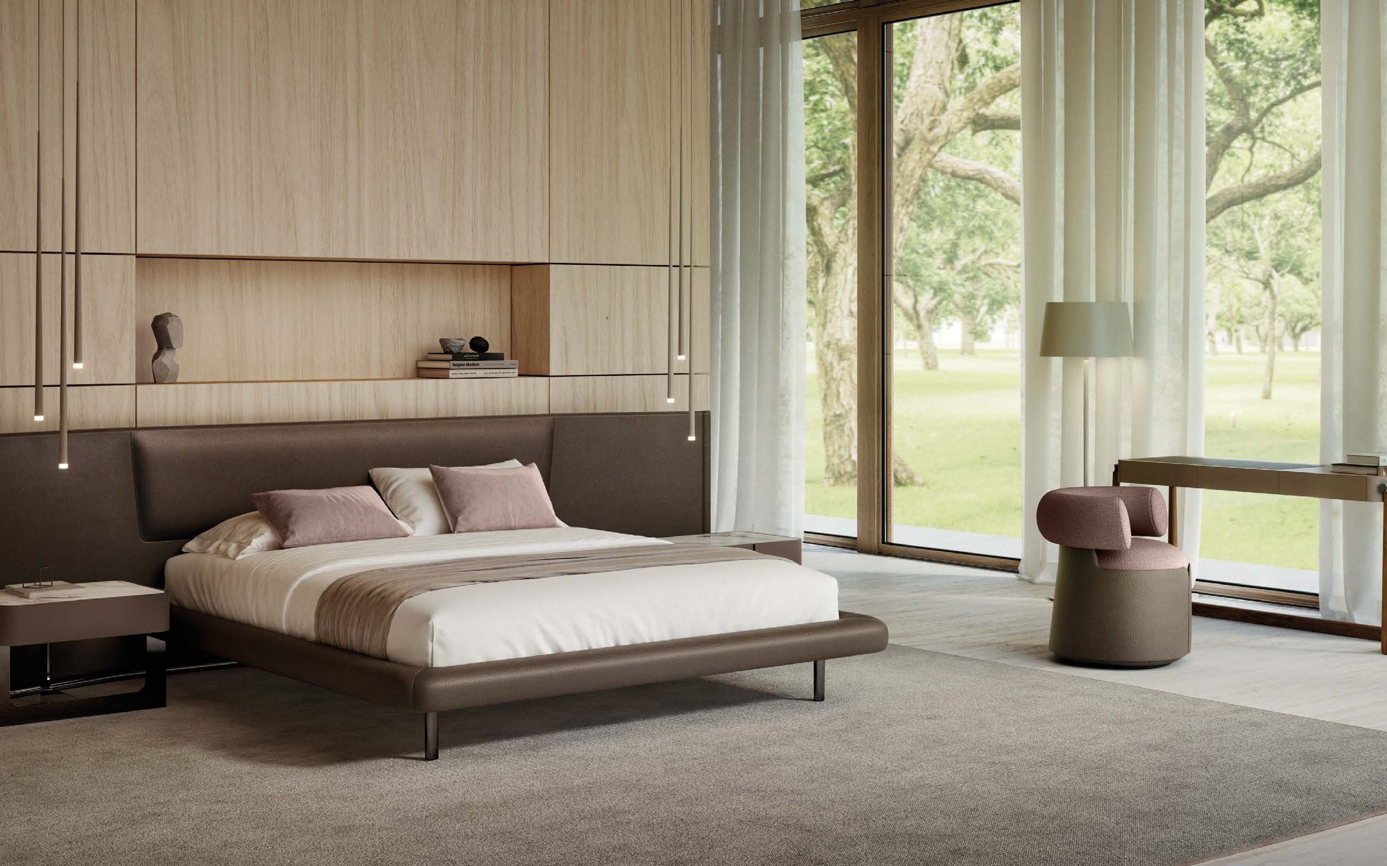 Rossi di Albizzate Collection 2026 leather bed with wide headboard Rossi di Albizzate Collection 2026 leather bed with wide headboard – Italian luxury contemporary furniture