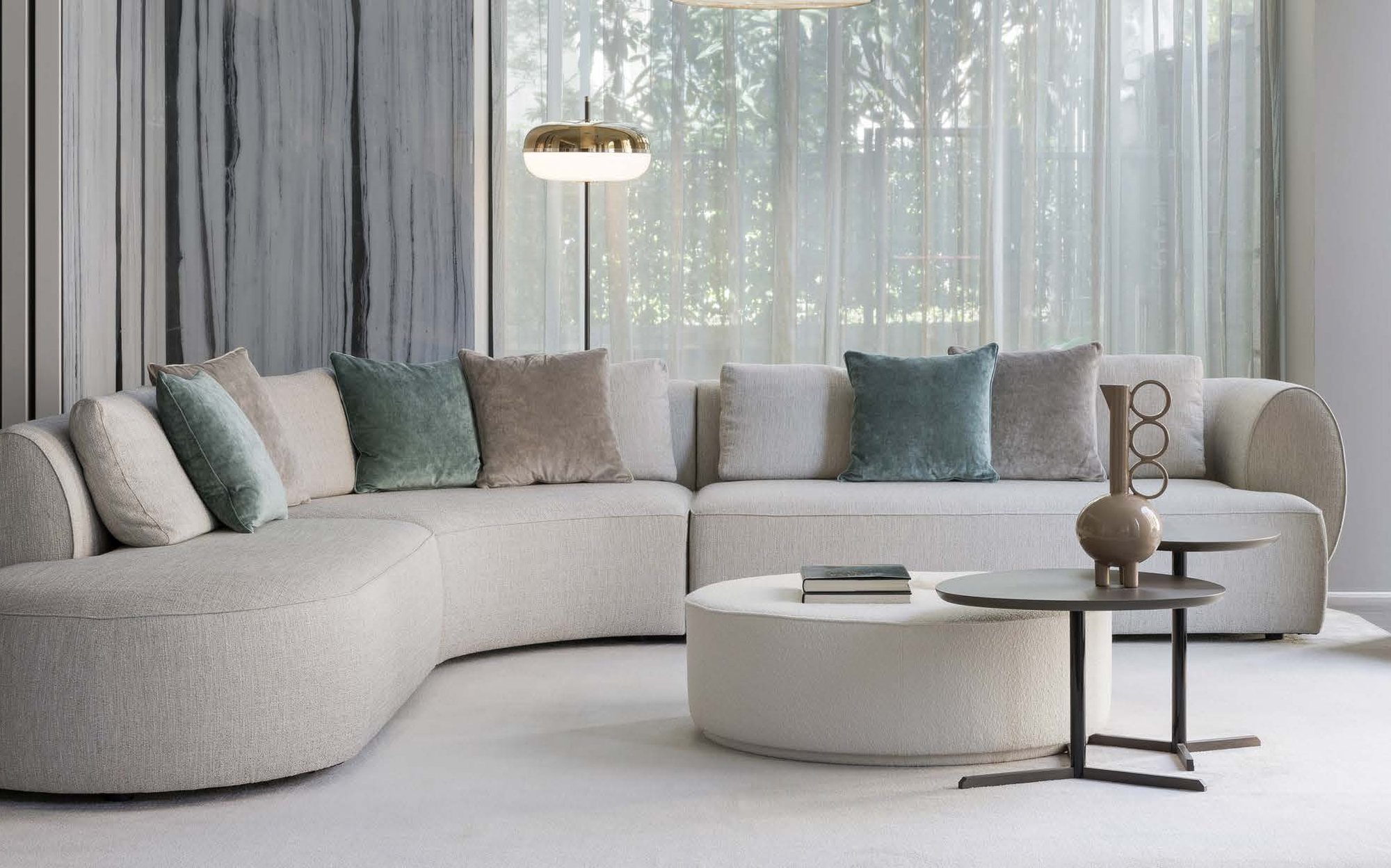 Sicis Botero curved modular sofa in grey fabric Sicis Botero curved modular sofa in grey fabric – Italian luxury modular sofa