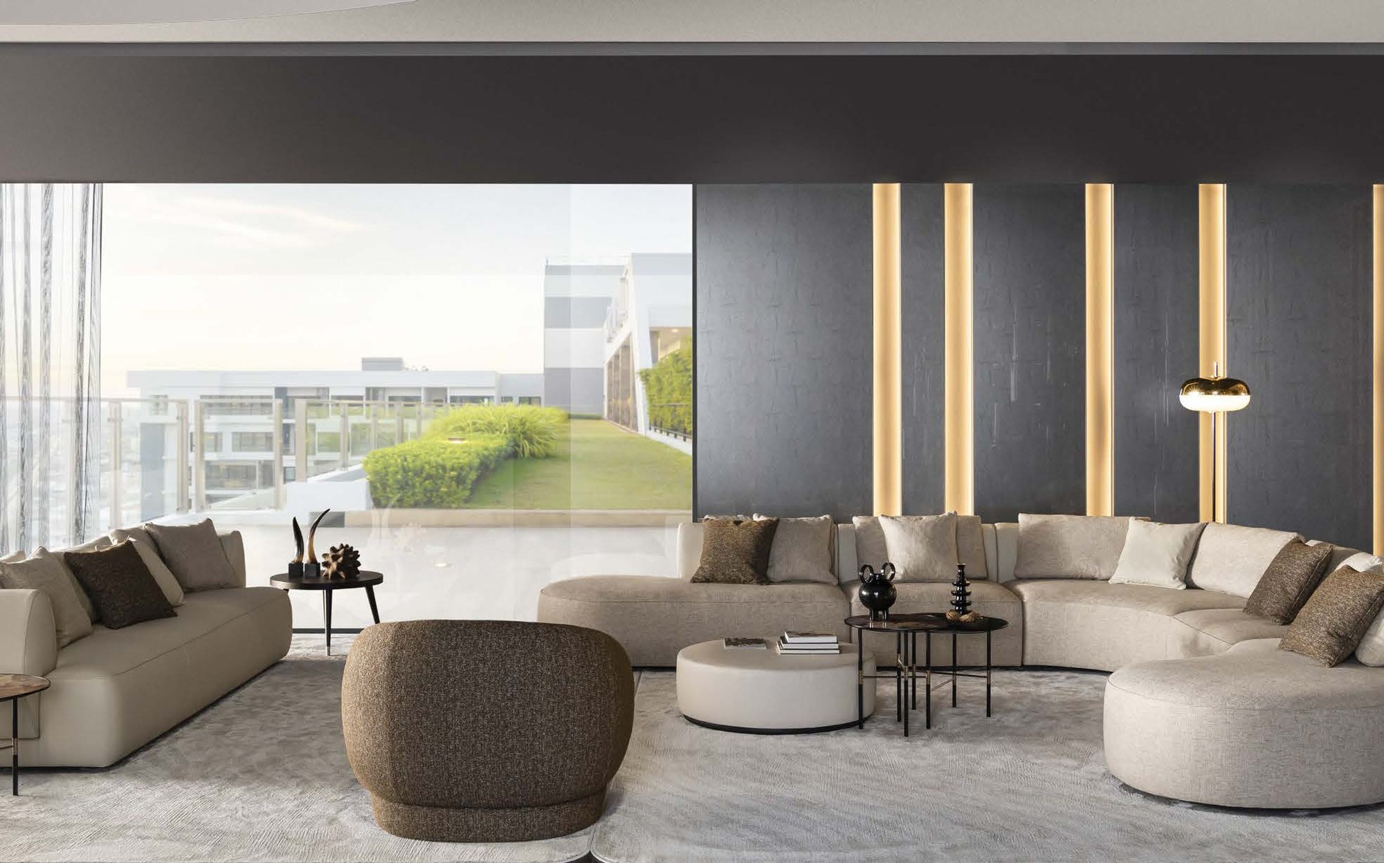 Sicis Botero modular sofa in panoramic living room Sicis Botero modular sofa in panoramic living room – Italian luxury modular sofa