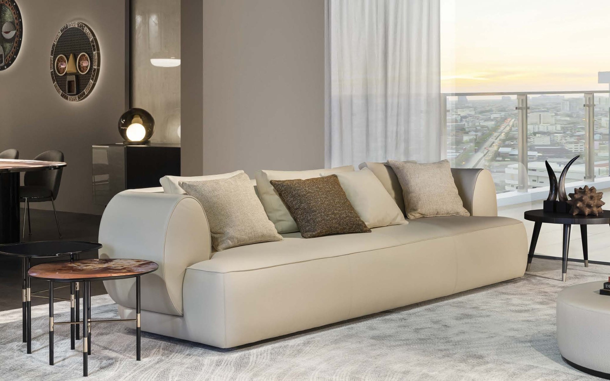 Sicis Botero ivory sofa with side tables Sicis Botero ivory sofa with side tables – Italian luxury modular sofa