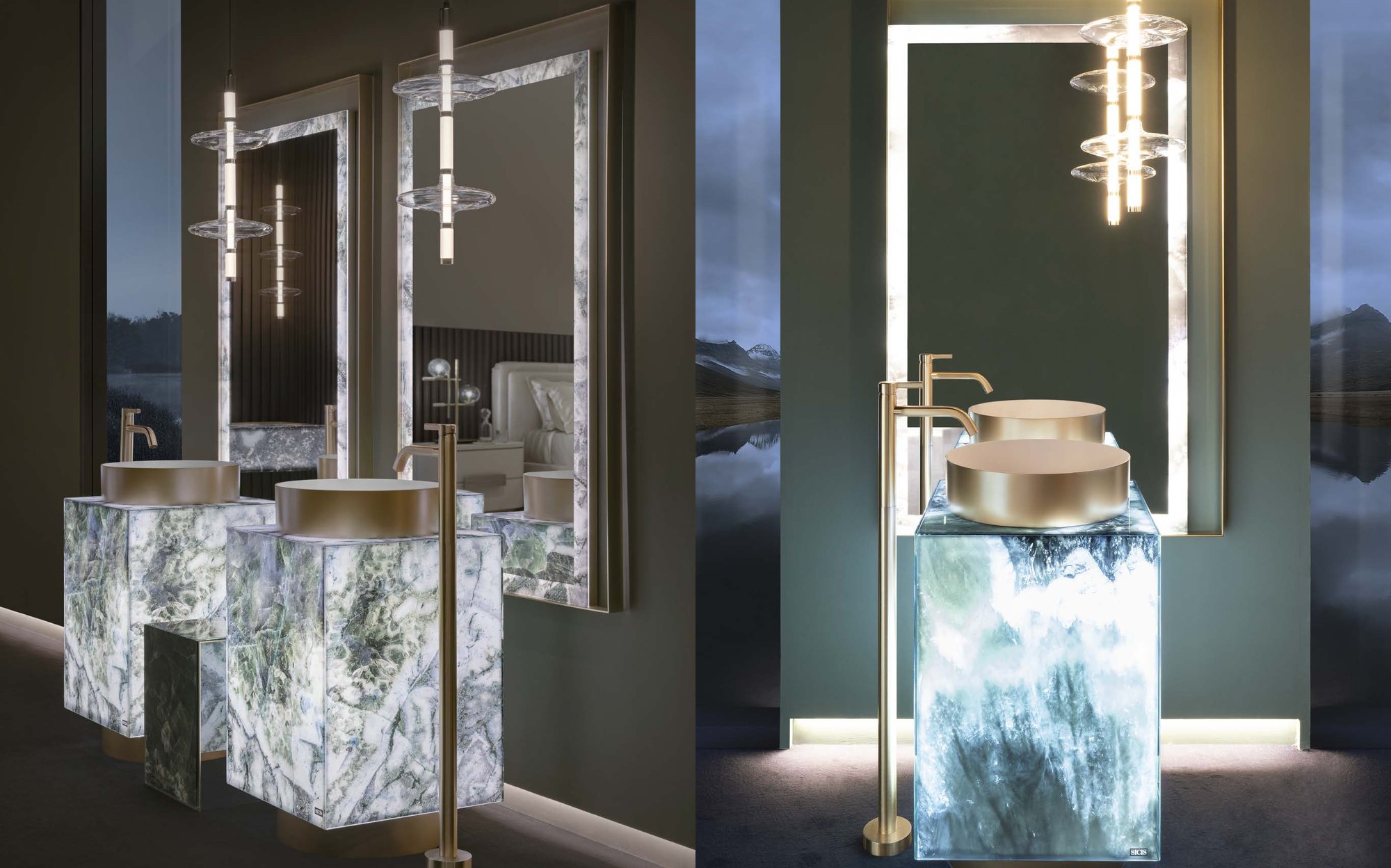 Sicis Elisyan illuminated stone column washbasins Sicis Elisyan illuminated stone column washbasins – Italian luxury bathroom furniture