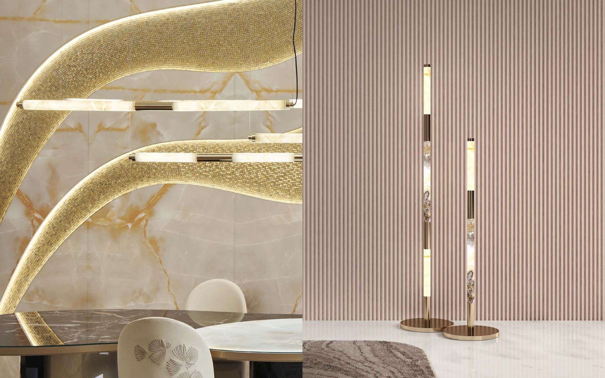 Sicis Lighting golden wave chandelier and floor lamp Sicis Lighting golden wave chandelier and floor lamp – Italian luxury lighting