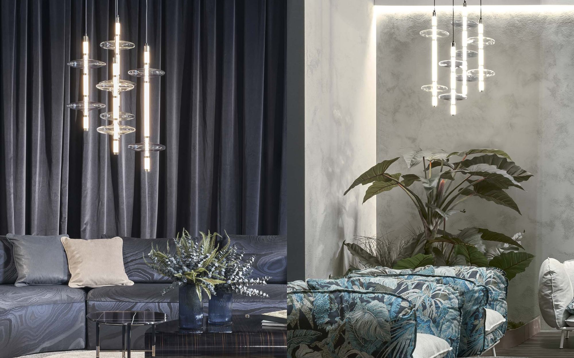 Sicis Lighting vertical pendant lamps in living rooms Sicis Lighting vertical pendant lamps in living rooms – Italian luxury lighting