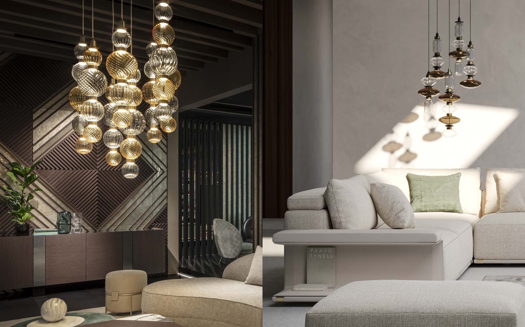 Sicis Lighting golden glass sphere pendants in living rooms Sicis Lighting golden glass sphere pendants in living rooms – Italian luxury lighting