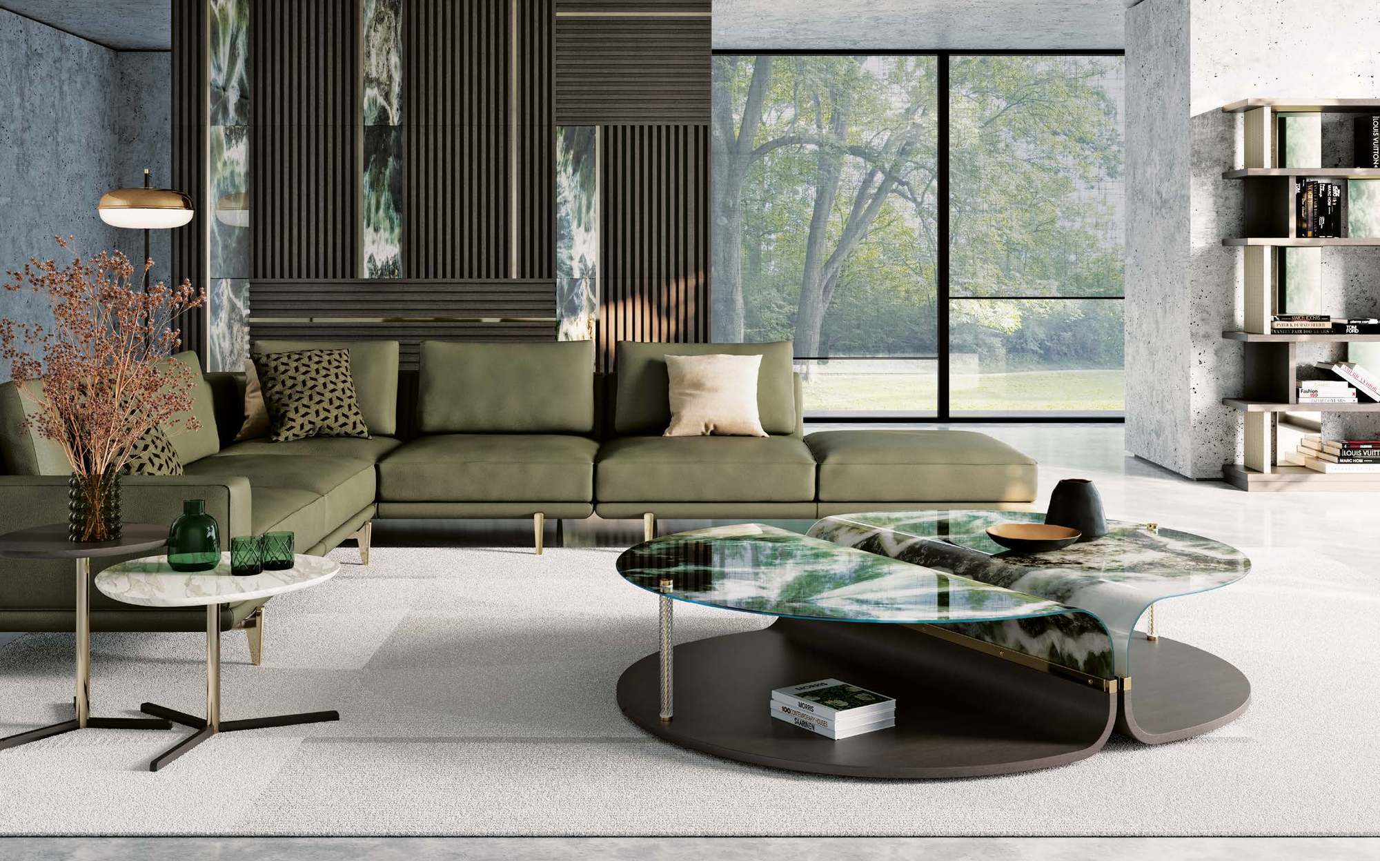 Sicis Mars coffee table with green stone top Sicis Mars coffee table with green stone top – Italian luxury coffee table