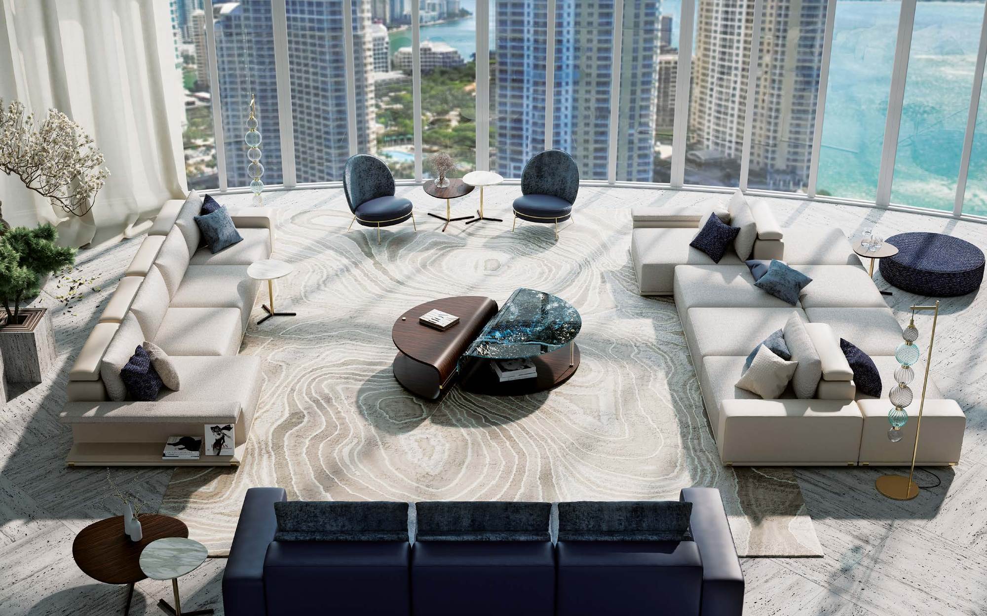 Sicis Mars coffee table in panoramic penthouse living room Sicis Mars coffee table in panoramic penthouse living room – Italian luxury coffee table