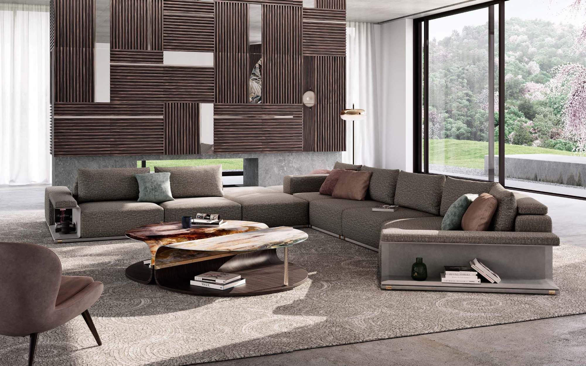 Sicis Mars coffee table with modular sofa and armchair Sicis Mars coffee table with modular sofa and armchair – Italian luxury coffee table